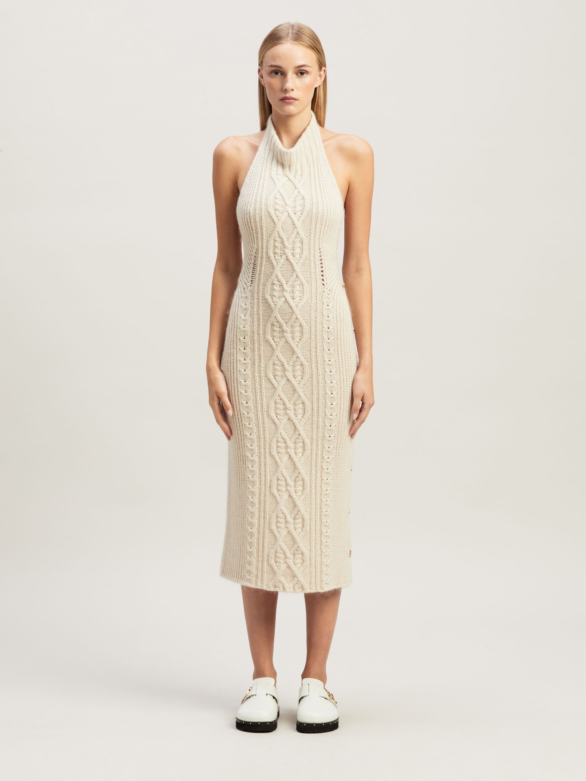 Palm Angels o1y1125 Midi Dress in Beige Size S / US 4 / IT 40 - 5 Thumbnail