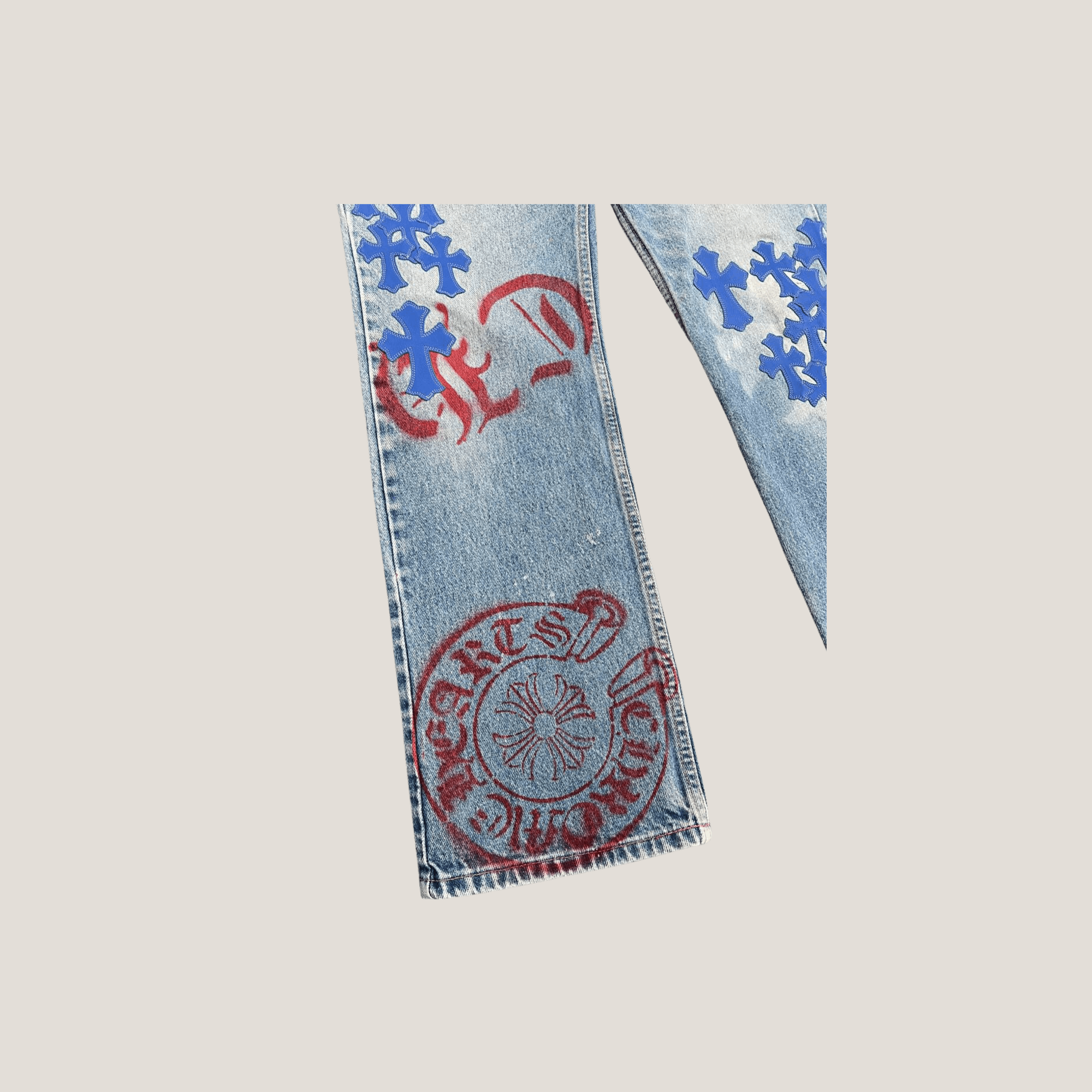 Chrome Hearts Chrome Hearts Vintage Levi's Stencil Cross Patch Denim Blue Size US 33 - 4 Thumbnail