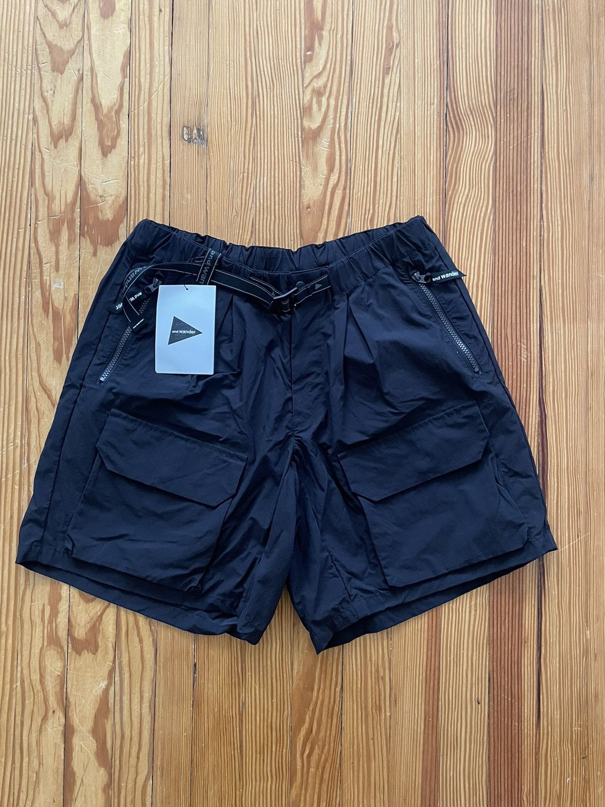 And Wander Twill Oversized Cargo Shorts Black