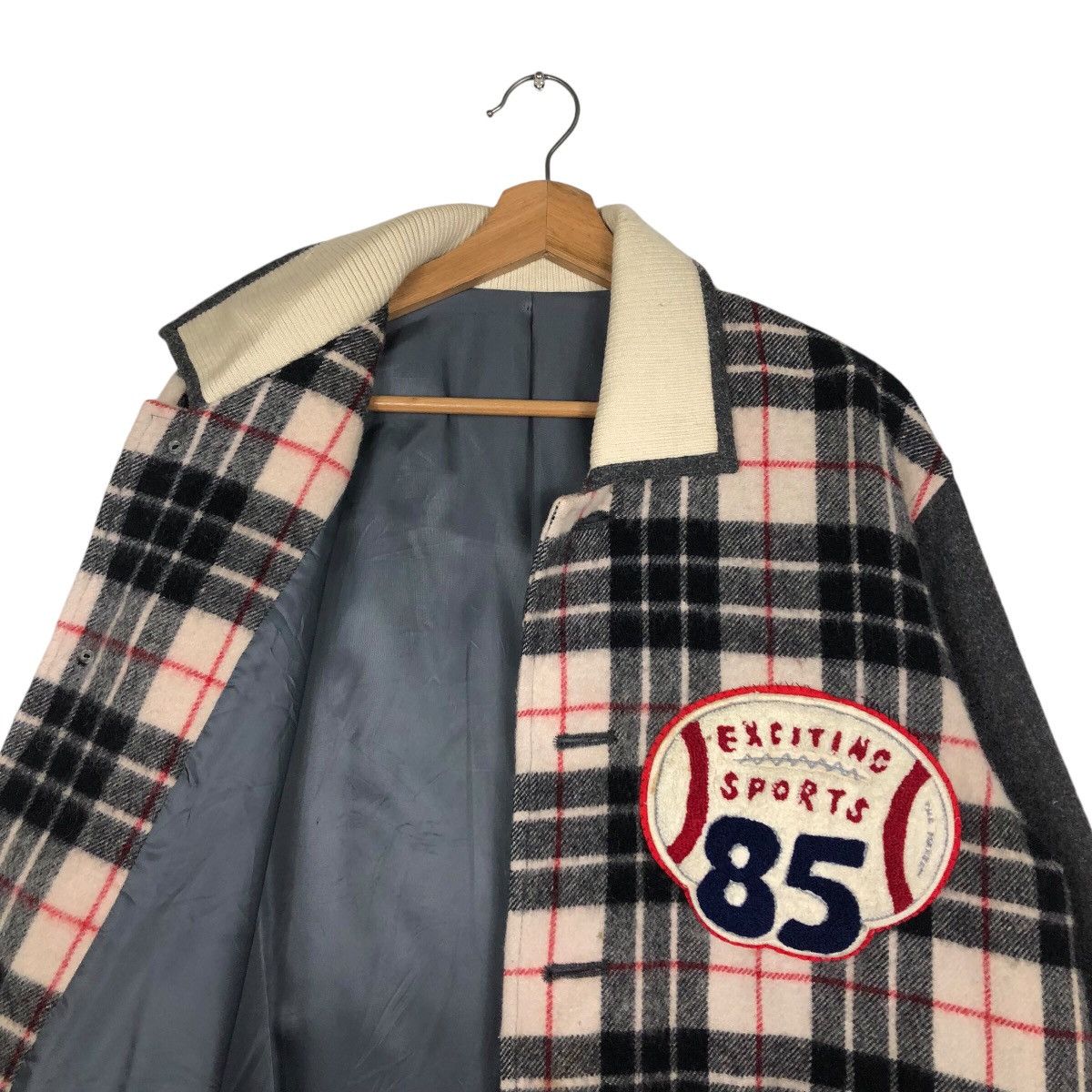 Japanese Brand 📌Vintage Bomber Jacket Rugby Ball Design Tartan Big Logo Size US M / EU 48-50 / 2 - 14 Thumbnail