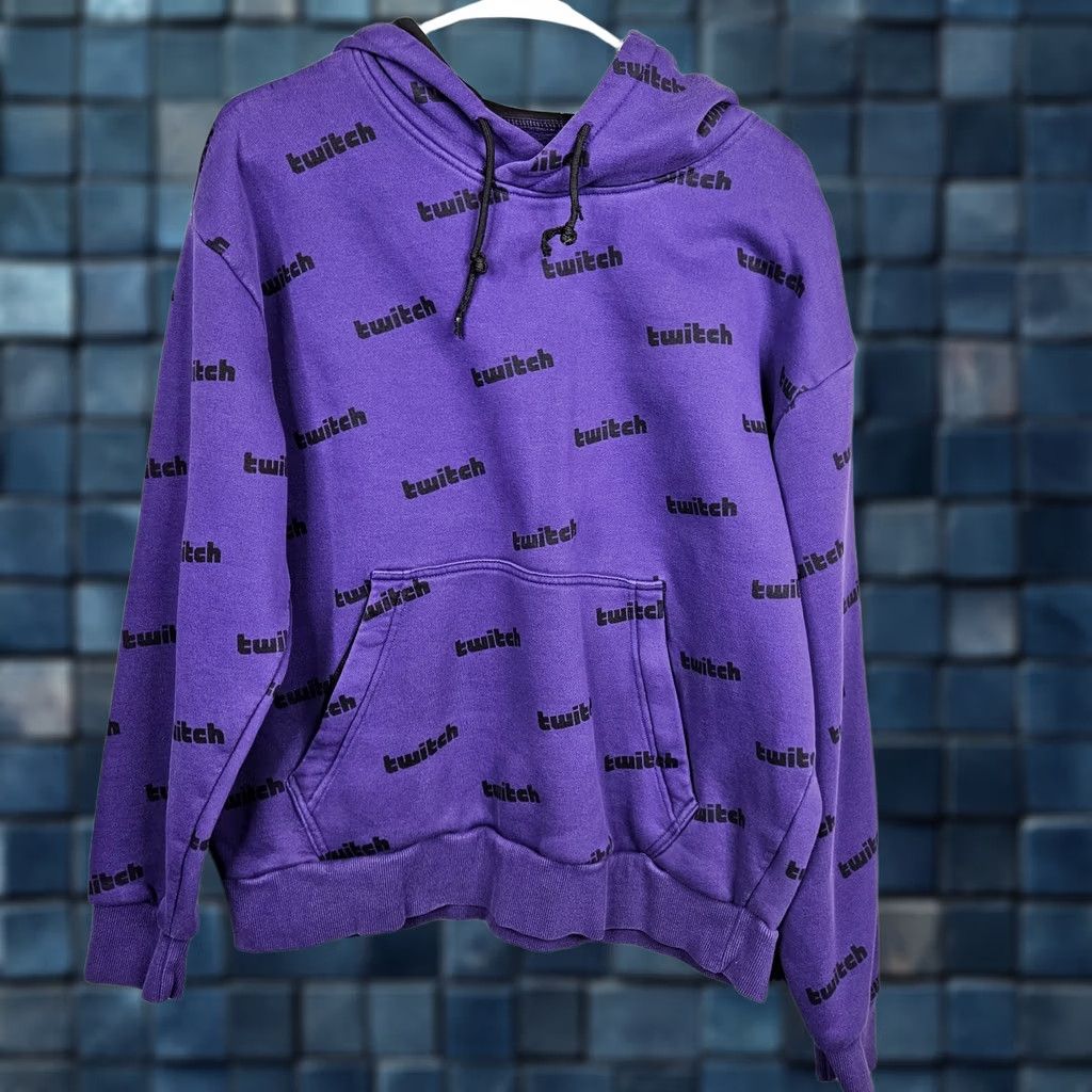 Logo 7 Twitch Unisex Hoodie Long Sleeve Size M Purple Logo Print Pullover Hooded Cotton Polyester Sweatshirt Classic Casual Size US M / EU 48-50 / 2 - 1 Thumbnail