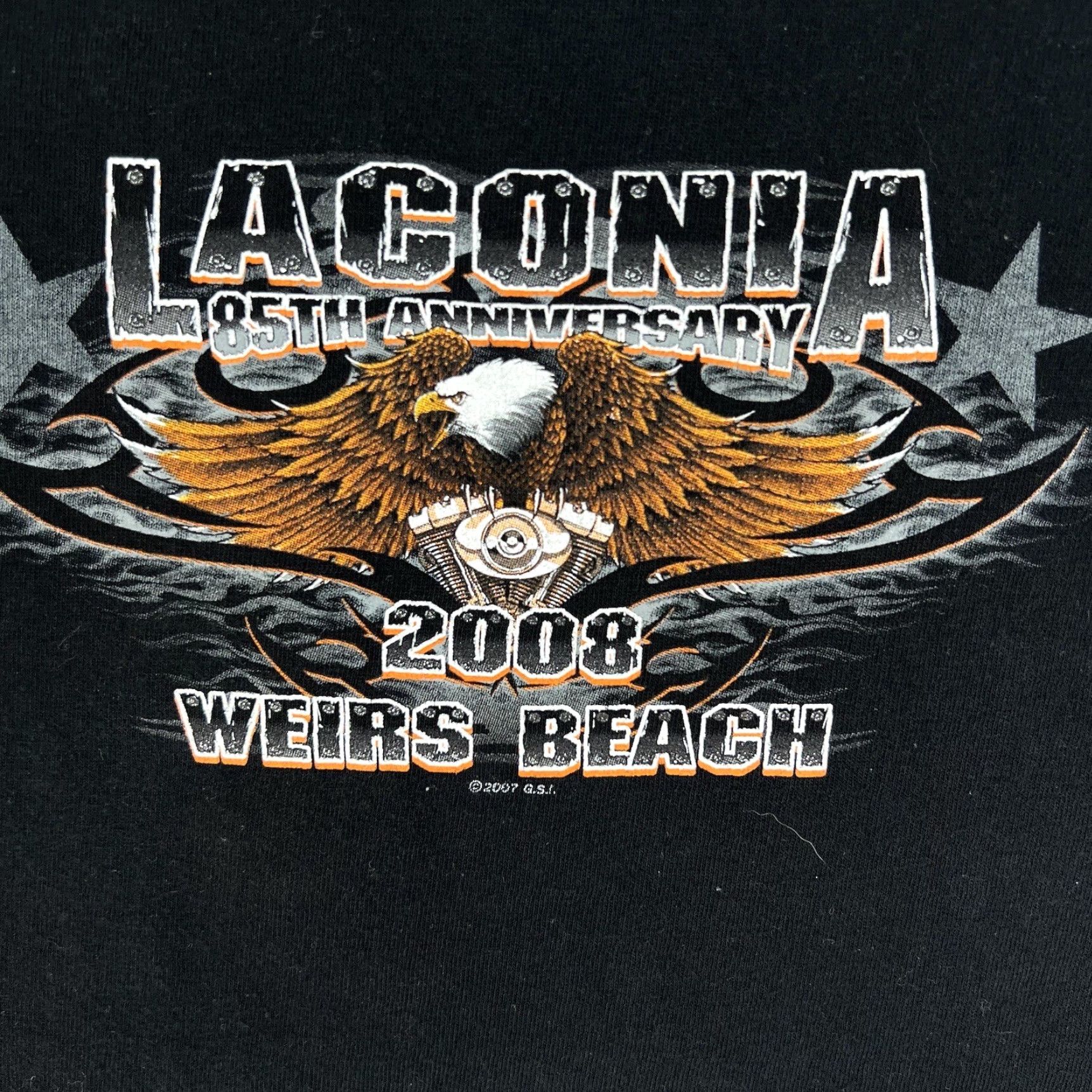 Vintage Laconia 85th Motorcycle Rally T-Shirt Mens Large Black Graphic Print Crew Neck Alstyle 1301 Biker Theme Size US L / EU 52-54 / 3 - 2 Thumbnail