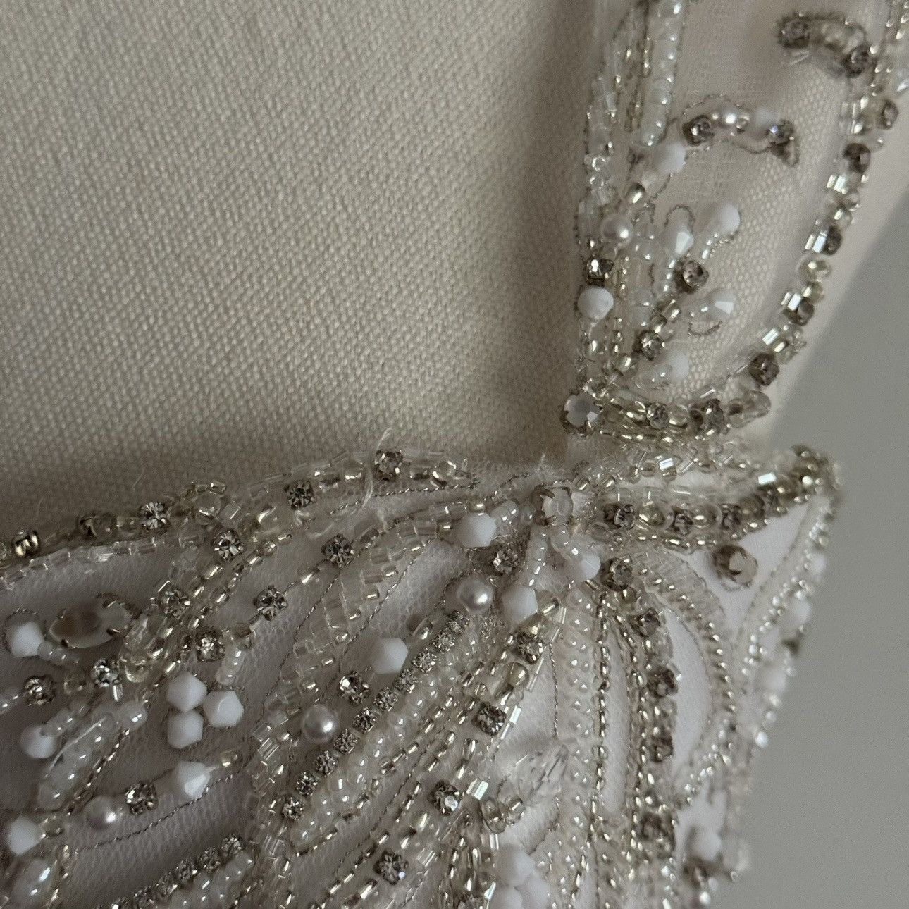 Other JUSTIN ALEXANDER White Silver Beaded Tulle Wedding Dress Size M / US 6-8 / IT 42-44 - 11 Thumbnail
