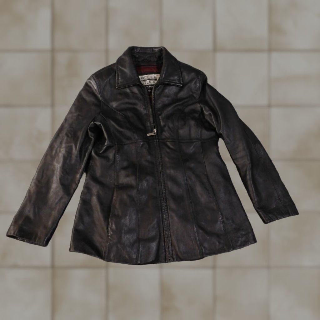 Vintage Wilsons Leather Jacket Trench Coat Casual Women Large Black Insulated Zip Long Sleeve Size L / US 10 / IT 46 - 1 Thumbnail