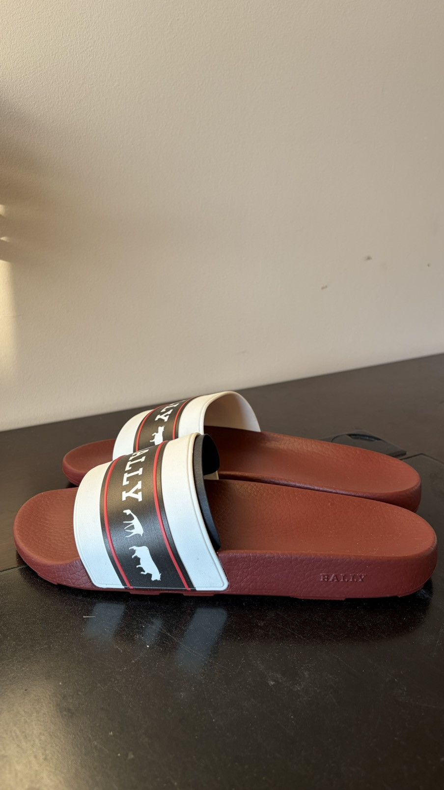 Bally Bally Anibally Rubber Slides – White/Black/Red – Size US 9 Size US 9 / EU 42 - 5 Thumbnail
