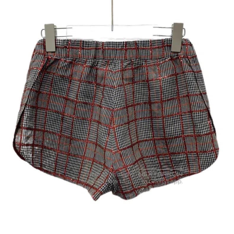 Brunello Cucinelli Color-blocked plaid sequined linen casu