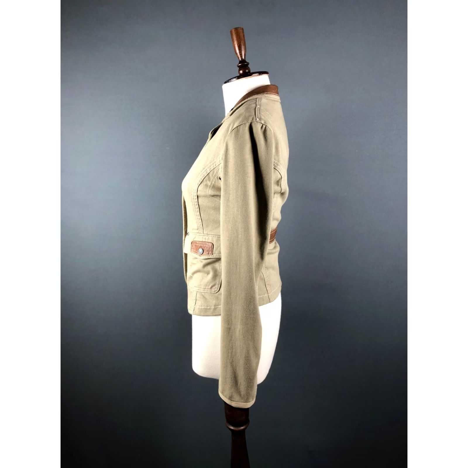 Aeronautica Militare Aeronautica Militare Blazer Shirt Womens 40 Khaki Cotton Single-Breasted Size S / US 4 / IT 40 - 2 Thumbnail