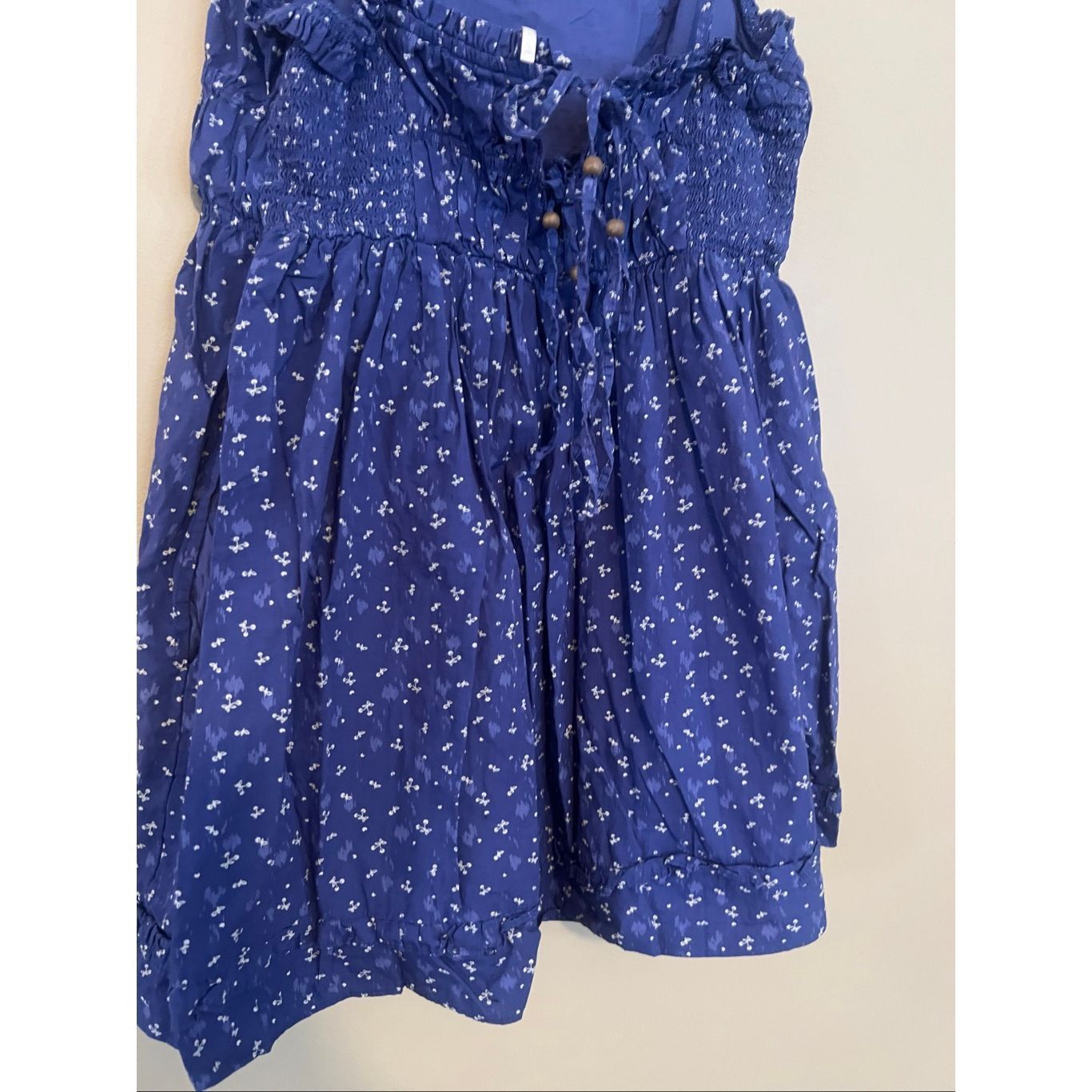 Free People Free People Blue With White Floral Print Dress With Pockets Size L / US 10 / IT 46 - 5 Thumbnail