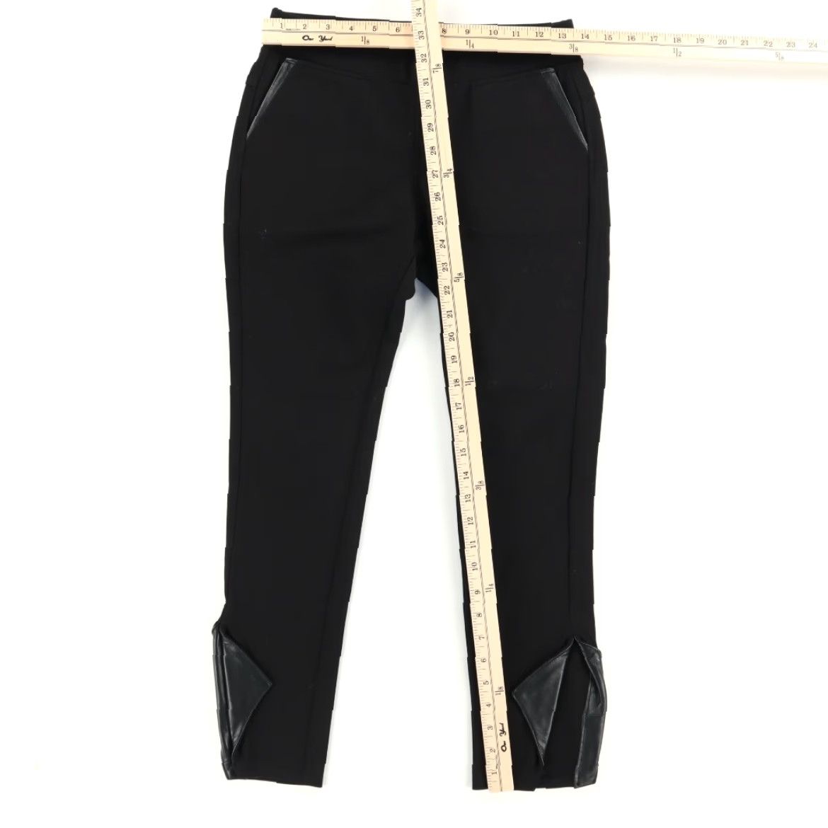 Vintage J. Dosi Stretch Sheepskin Trim Fashion Viscose Woven Leggings Pants Black Women's 1 Size 25" / US 0 / IT 36 - 3 Thumbnail
