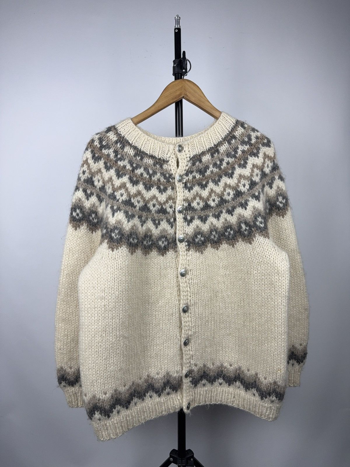 Japanese Brand Retro Vintage 90s Hilda Ltd Nordic Fair Isle Wool Cardigan Size US L / EU 52-54 / 3 - 1 Thumbnail