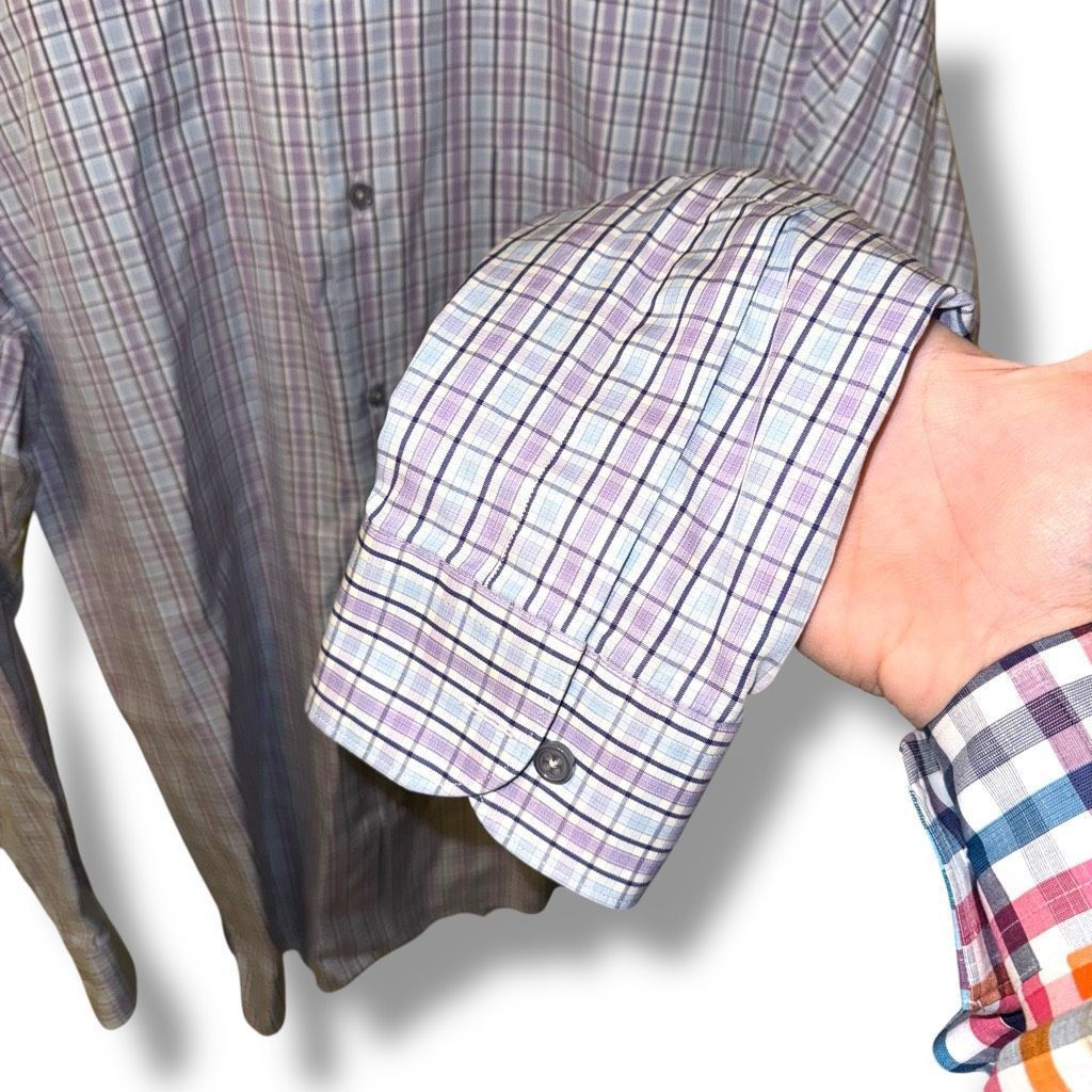 Ermenegildo Zegna Ermenegildo Zegna Purple & Blue Check Button Down Shirt Size Size US L / EU 52-54 / 3 - 10 Thumbnail