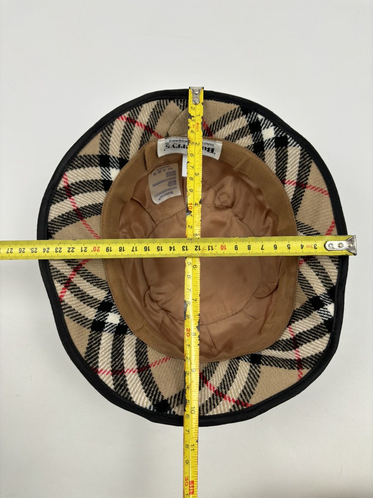 Burberry × Burberry Prorsum RARE VTG 90's BURBERRY'S Wool Nova Check Beige Bucket Hat England Cap Panama M Size ONE SIZE - 15 Thumbnail