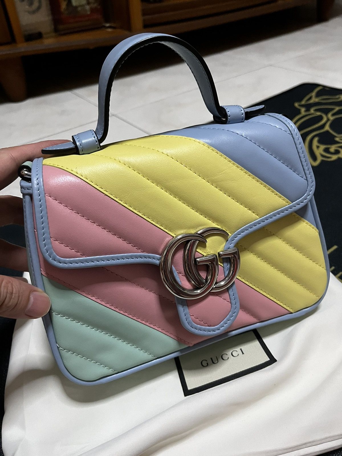 Gucci GG Marmont colorful Mini Top Handle Bag