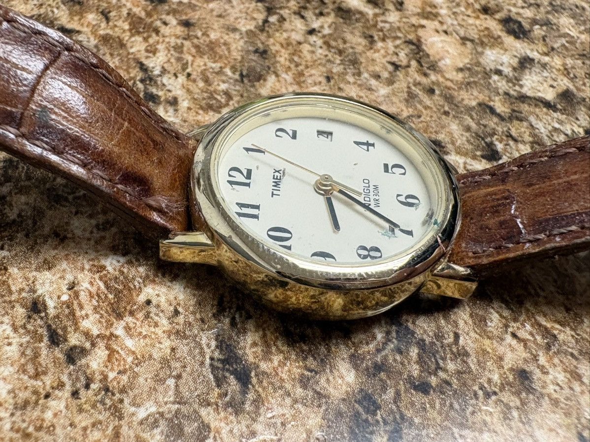 Timex Vintage Indiglo Women Gold Brown Leather Quartz Analog Watch Size ONE SIZE - 2 Thumbnail