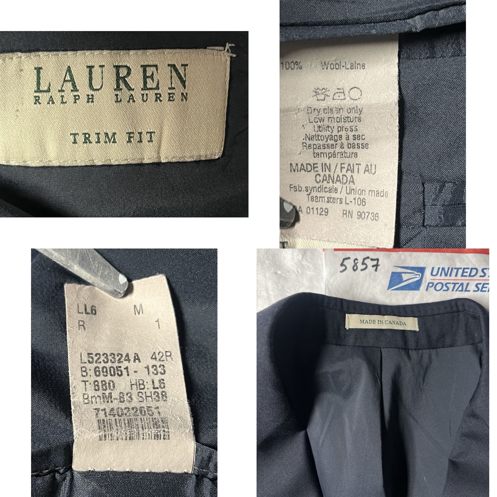 Ralph Lauren Lauren Ralph Lauren Mens Blazer Jacket 42R Wool Black Notch Lapel 100% Wool Formal Suit Coat Single-Breasted Size 42R - 8 Thumbnail
