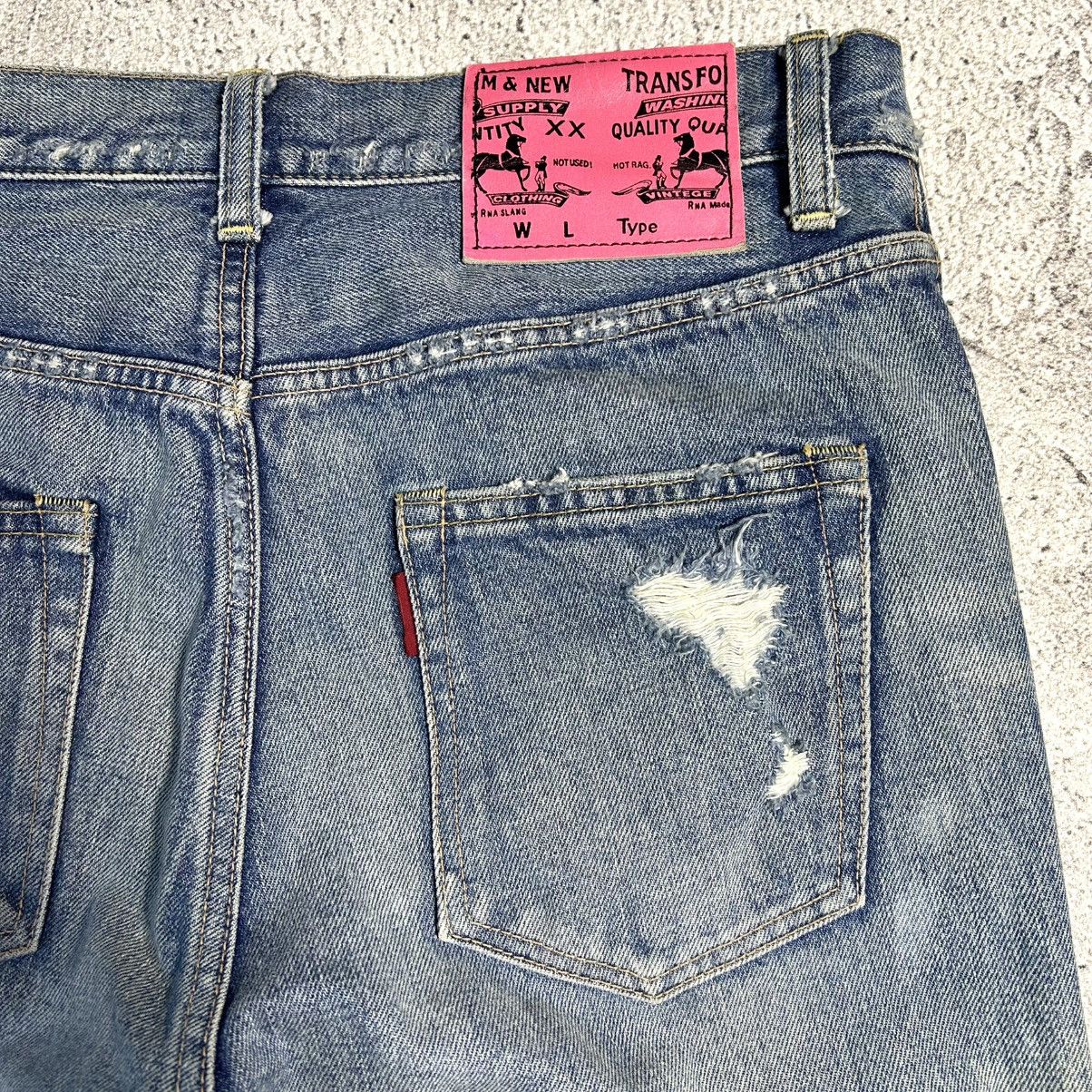 Japanese Brand RNA Crazy Distressed Bluewash Denim Pants Size US 30 / EU 46 - 22 Thumbnail