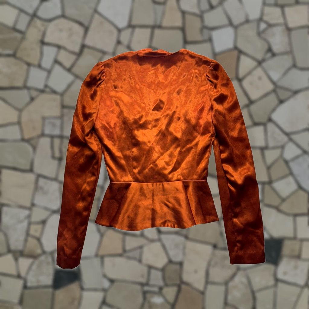 Vintage VINTAGE Womens Blazer Shirt Satin Peplum Lace Orange 16in Pit to Pit 22in Length Small Womens Size S / US 4 / IT 40 - 1 Thumbnail