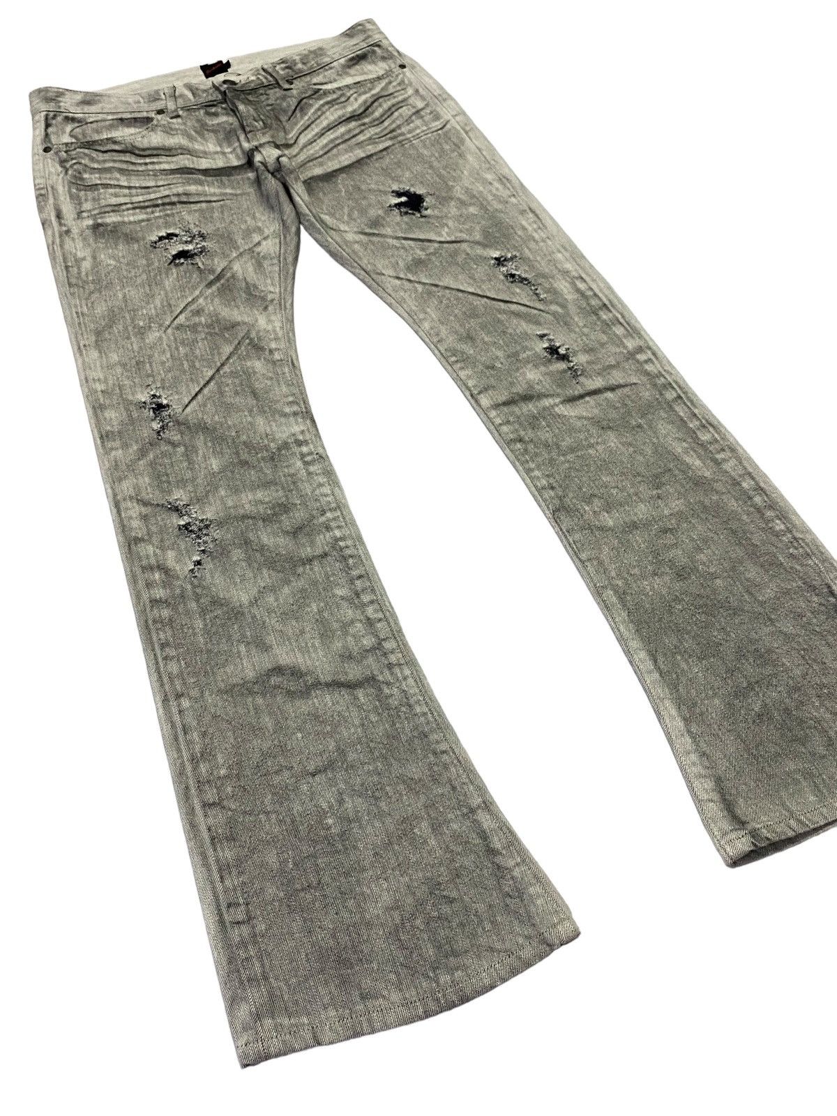 JACKROSE Jack Rose Ripped Distressed Clow Mark Smoke Denim Pants Size 33" - 21 Thumbnail