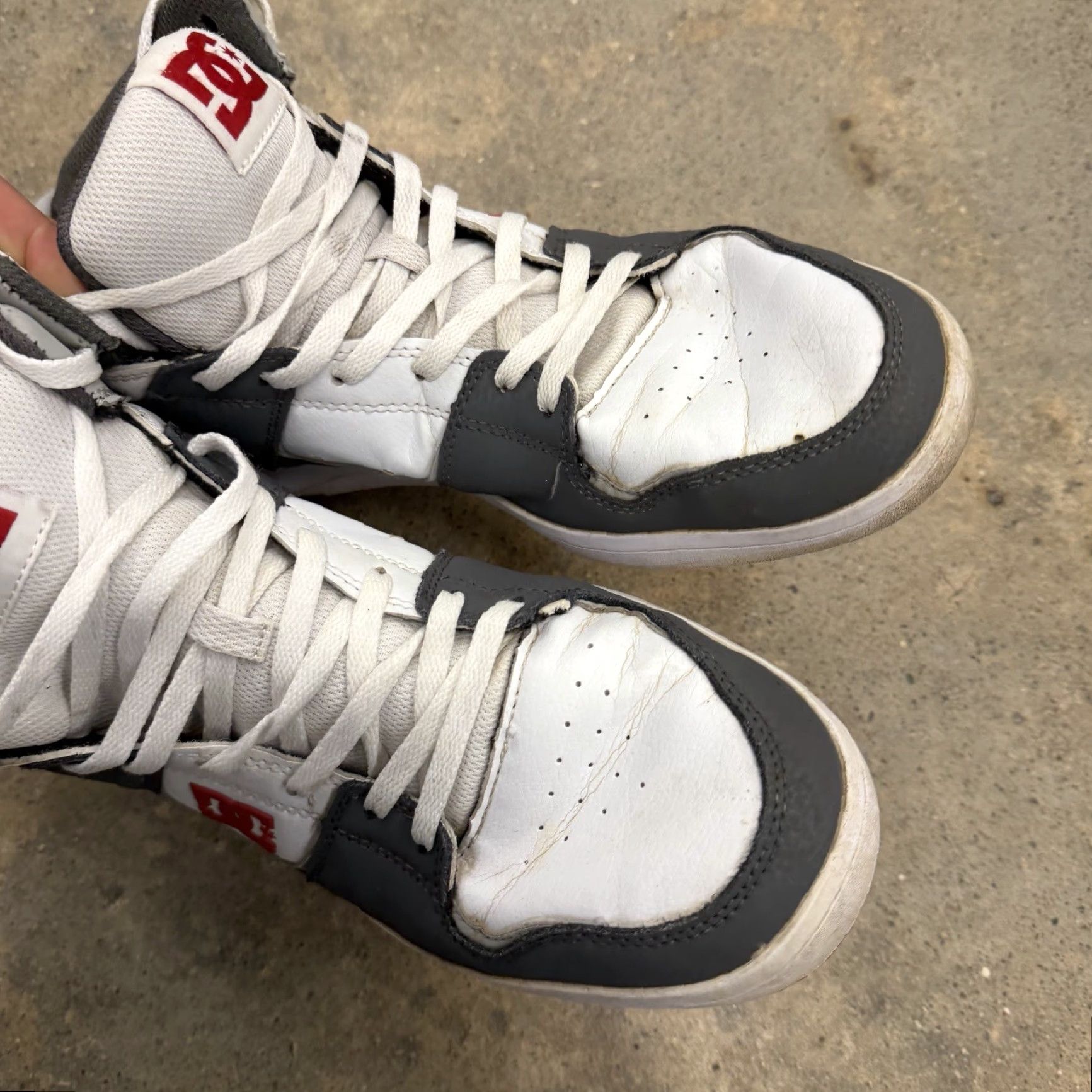 Vintage DC Cure Mens High Top Red Sneakers Gray Red White 11.5 Sneaker Men Athletic Skateboarding Nubuck M US 11.5 Gray Red White DC Cure Vintage No Brand DC Size US L / EU 52-54 / 3 - 6 Thumbnail