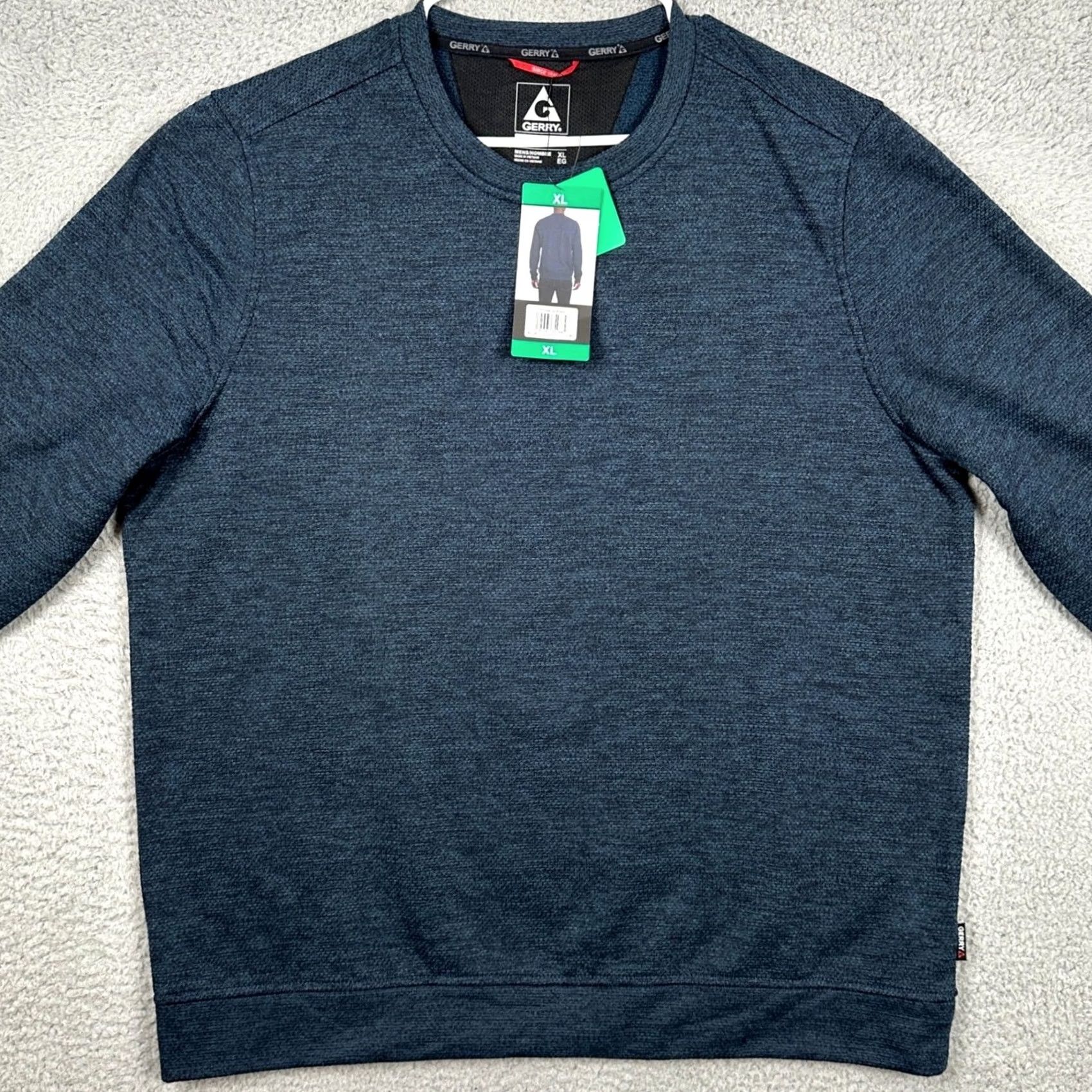 Vintage Gerry Pullover Sweatshirt Mens XL Blue Textured Crew Neck Long Sleeve Heather Moisture Wicking Outdoor Fall Size US XL / EU 56 / 4 - 3 Thumbnail
