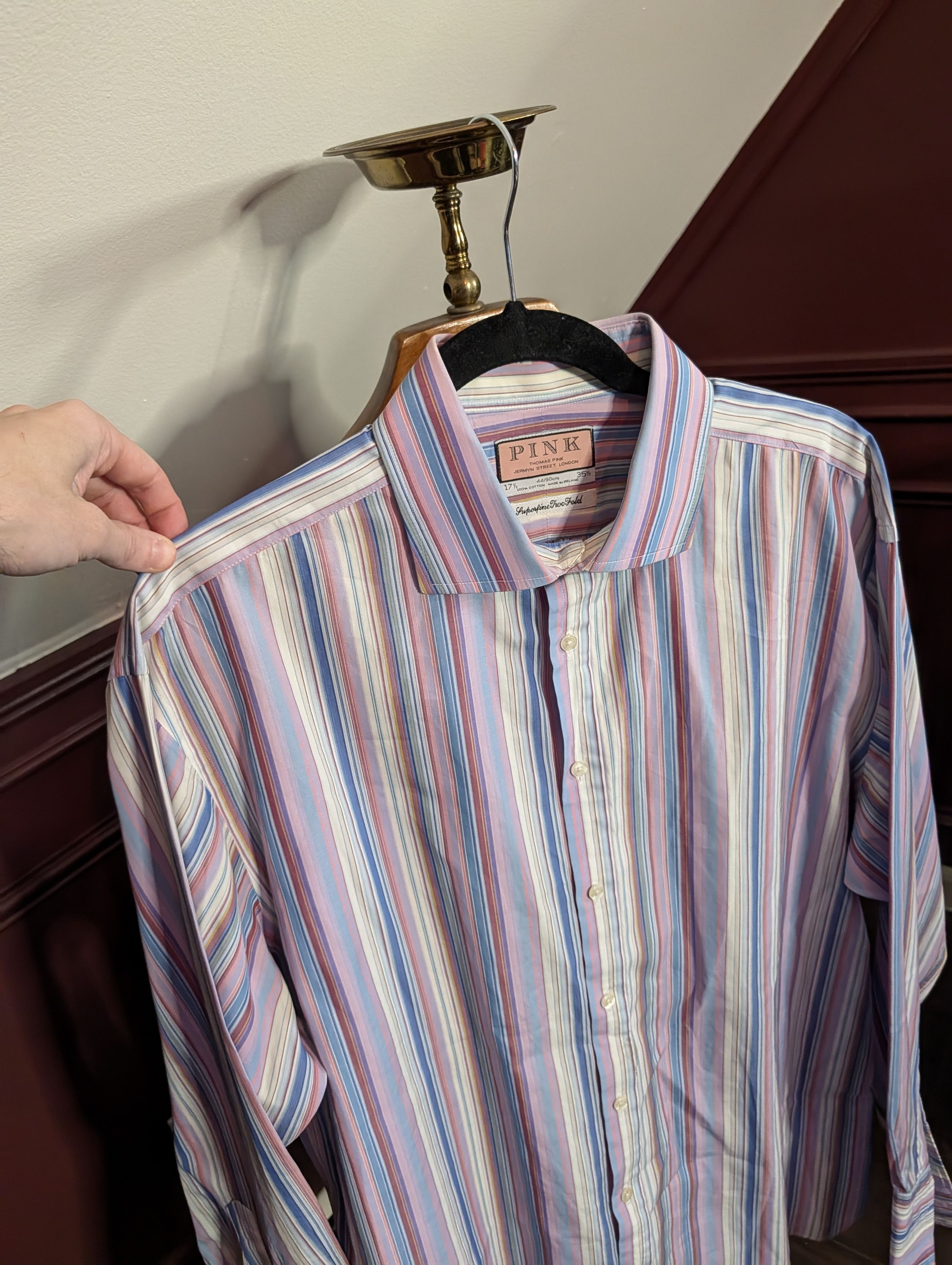 Thomas Pink Multicolor striped Superfine Two Fold Irish dress shirt 17.5 Size US XL / EU 56 / 4 - 2 Thumbnail