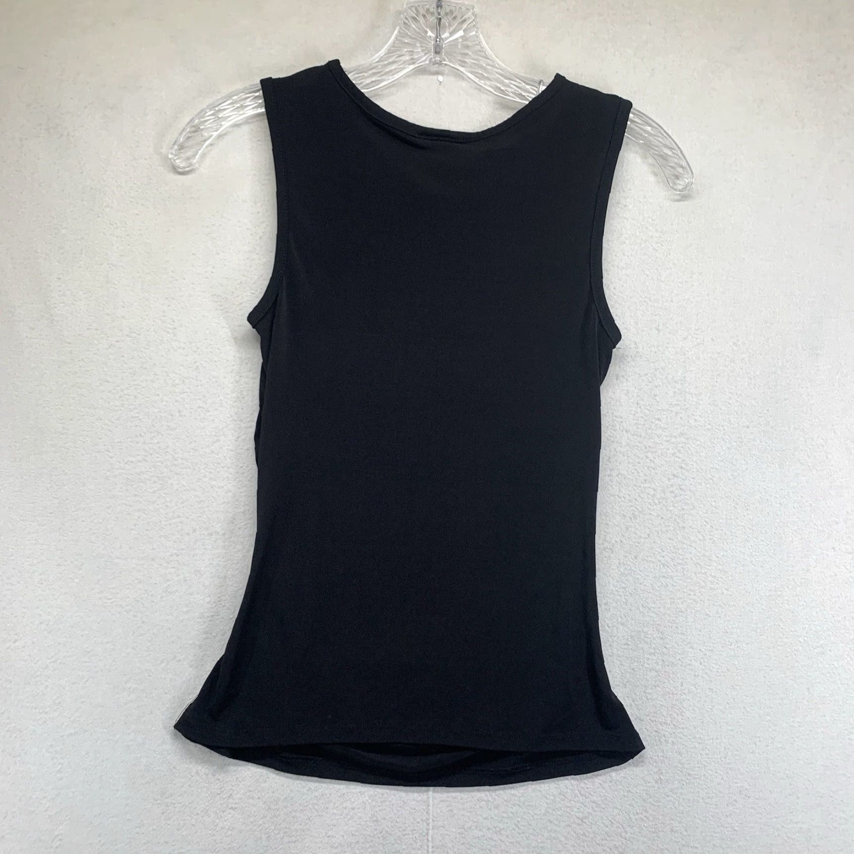 Vintage BCX Tank Top Women Black Small Beaded Sequin Embellished Round Neck Sleeveless Lightweight Pullover Casual Party/Cocktail Size S / US 4 / IT 40 - 2 Thumbnail