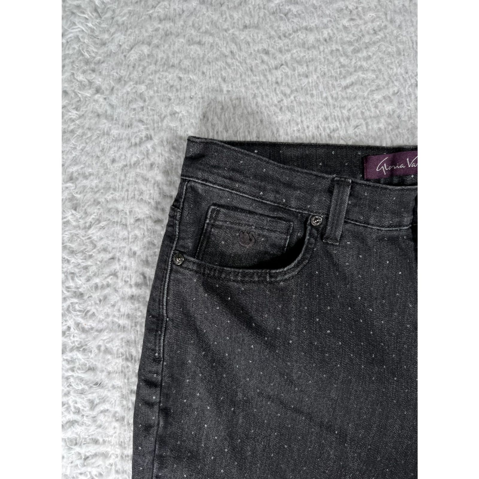 Gloria Vanderbilt Gloria Vanderbilt Amanda Jeans Women 8 Black Polka Dot 5-Pocket High Rise Regular Fit Straight Denim Size 30" / US 8 / IT 44 - 3 Thumbnail