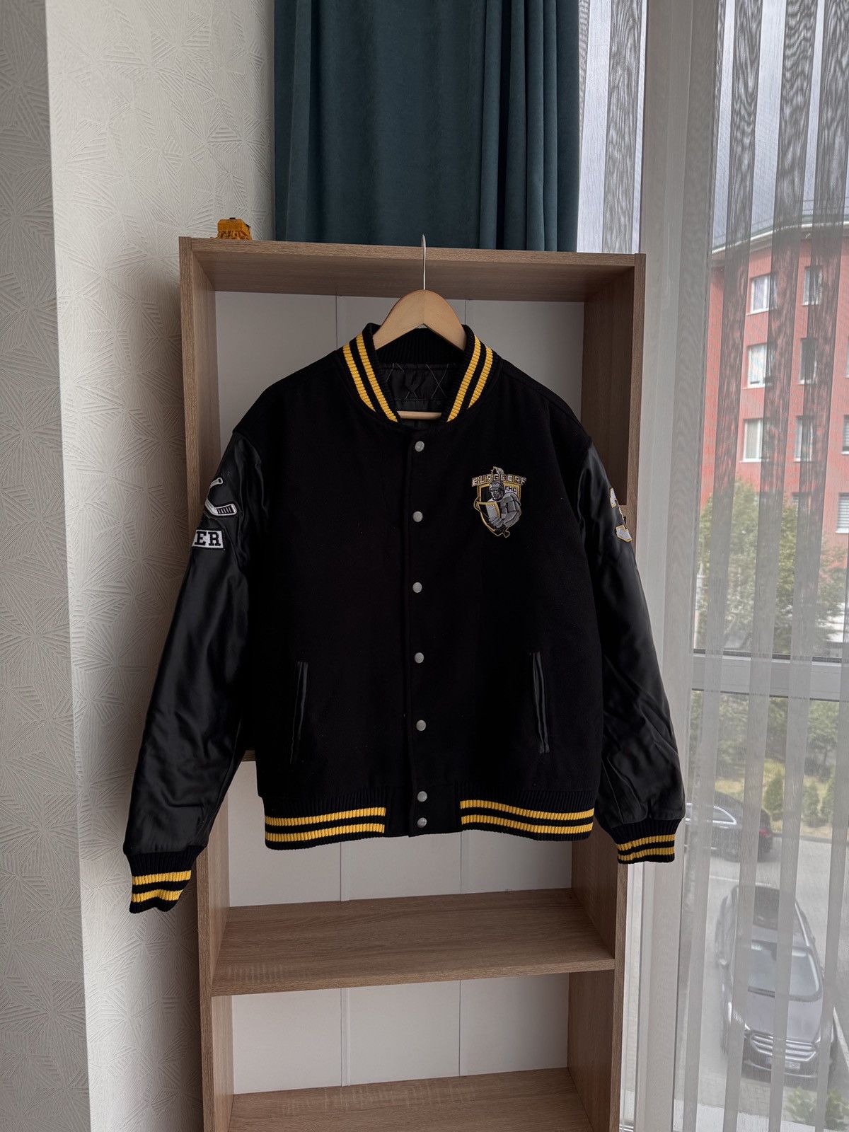 NHL × Vintage Vintage Burgdorf EHC Black University Varsity Bomber Jacket Size US M / EU 48-50 / 2 - 3 Thumbnail