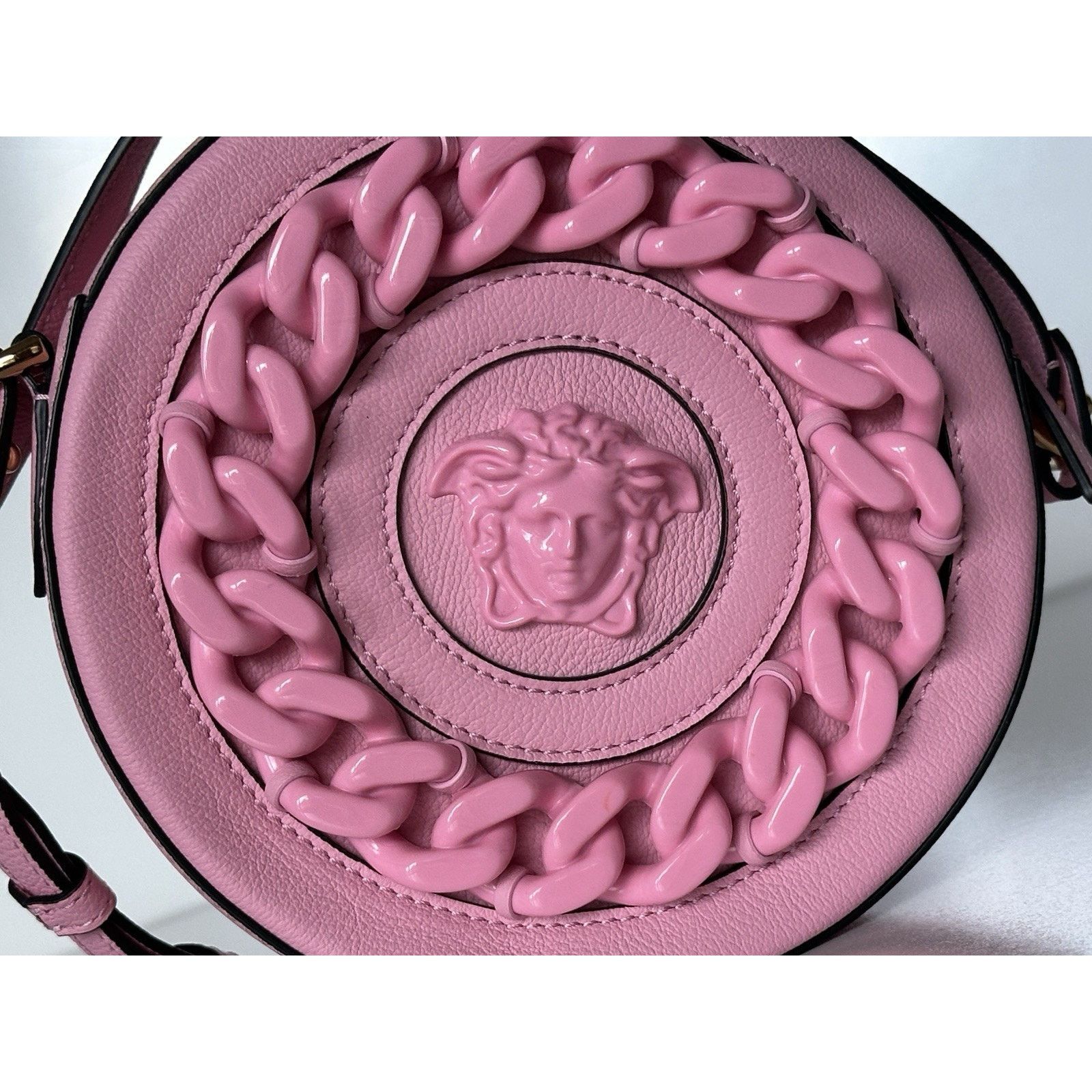 Versace Versace Medusa Calf Leather Round Pink Crossbody Bag 1021602 Size ONE SIZE - 3 Thumbnail
