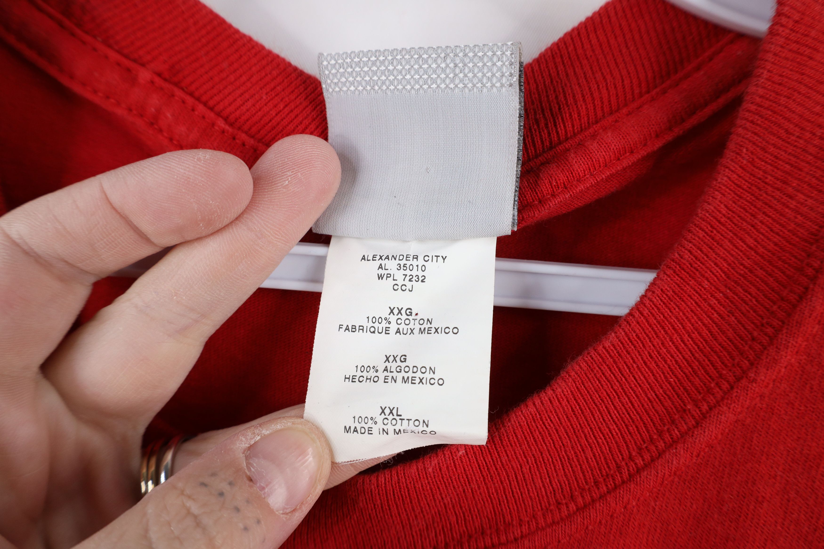 Vintage Vintage 90s Streetwear Distressed Blank Cotton T-Shirt Red Size US XXL / EU 58 / 5 - 6 Thumbnail