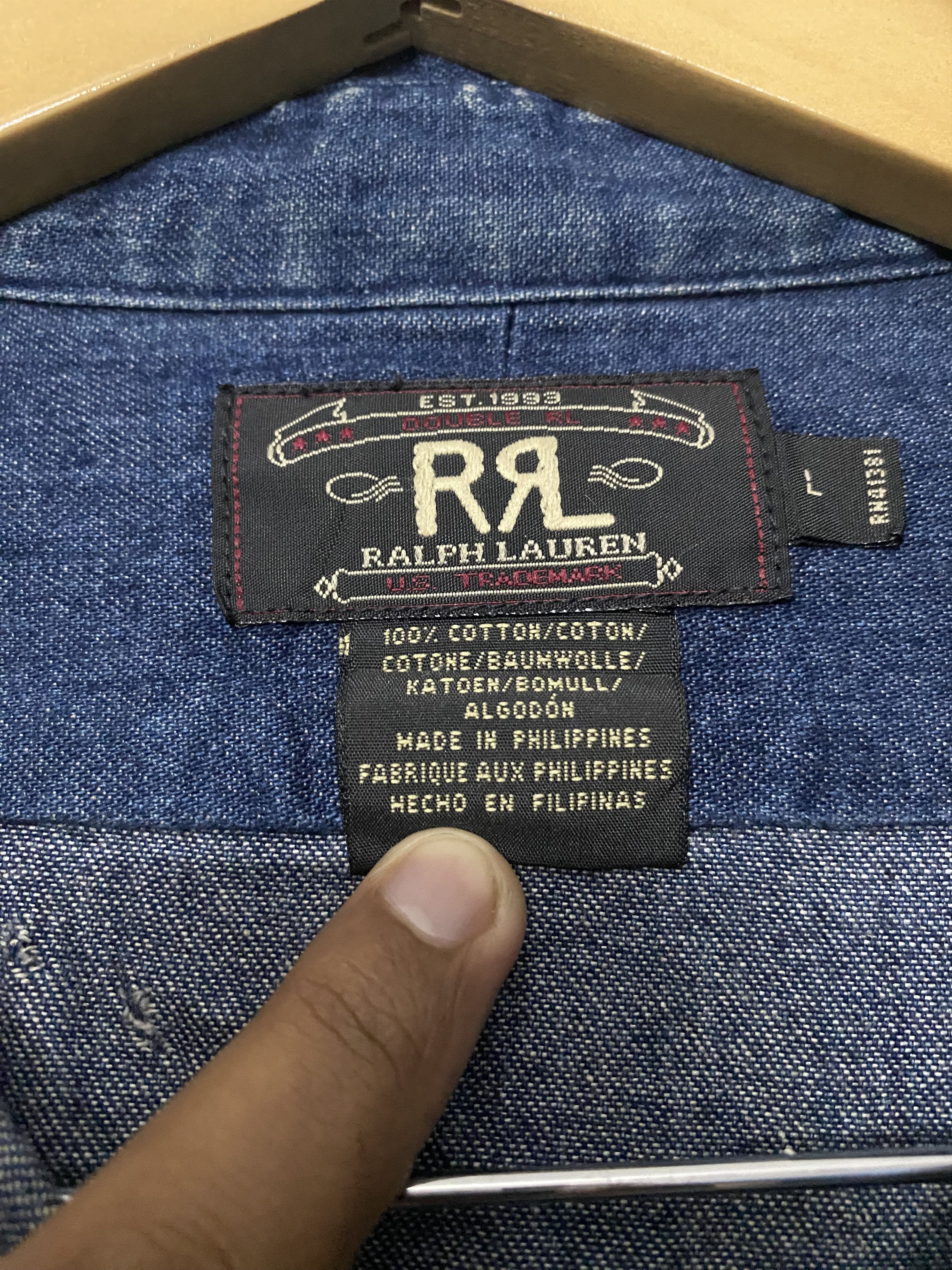RRL Ralph Lauren RRL Ralph Lauren Double RL Indigo Denim Chambray Size L Size US L / EU 52-54 / 3 - 12 Thumbnail