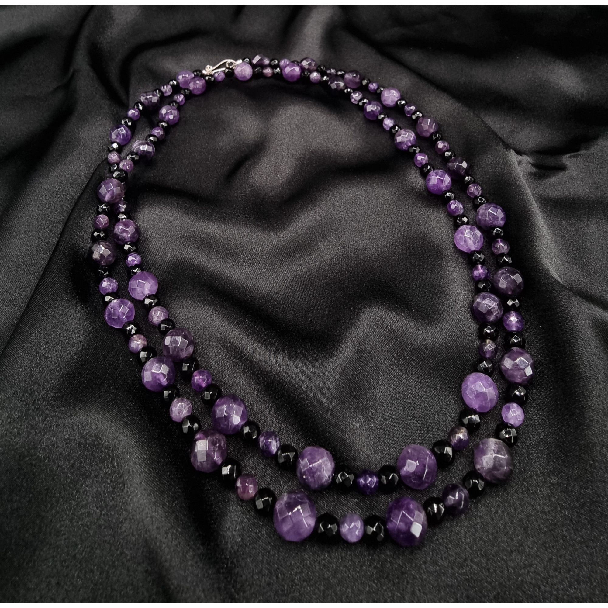 Vintage Jay King Mine Finds Amethyst & Onyx Long Necklace With 925 S Size ONE SIZE - 3 Thumbnail
