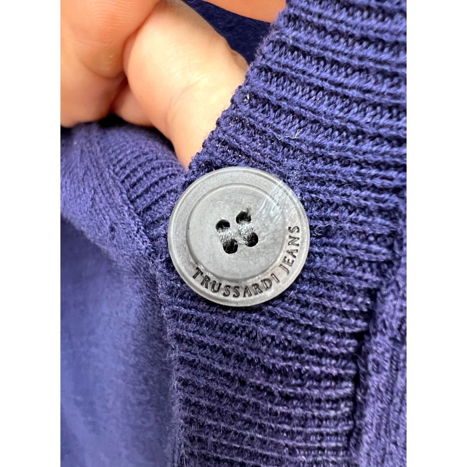 Trussardi Trussardi Jeans Cardigan Sweater Men L Blue Cotton Button V-Neck Shirt Womens Mens? Size US L / EU 52-54 / 3 - 6 Thumbnail