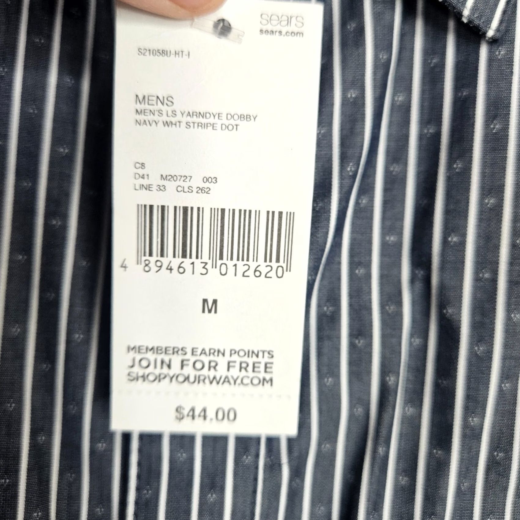 Vintage Structure Slim Fit Men's Gray White Stripes Long sleeve Button up Shirt M Size US M / EU 48-50 / 2 - 5 Thumbnail
