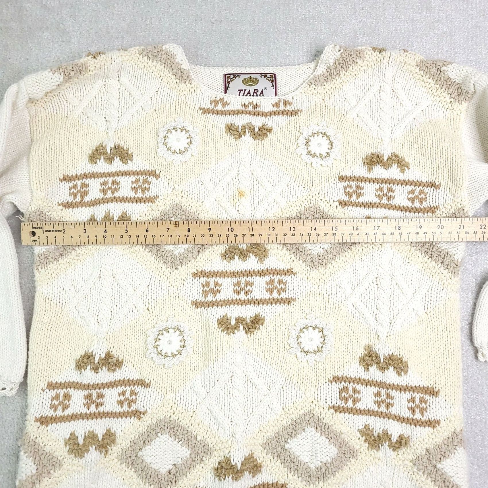 Vintage VINTAGE Tiara International Pullover Sweater Women's Large Geometric Pearl Photo Size L / US 10 / IT 46 - 4 Thumbnail
