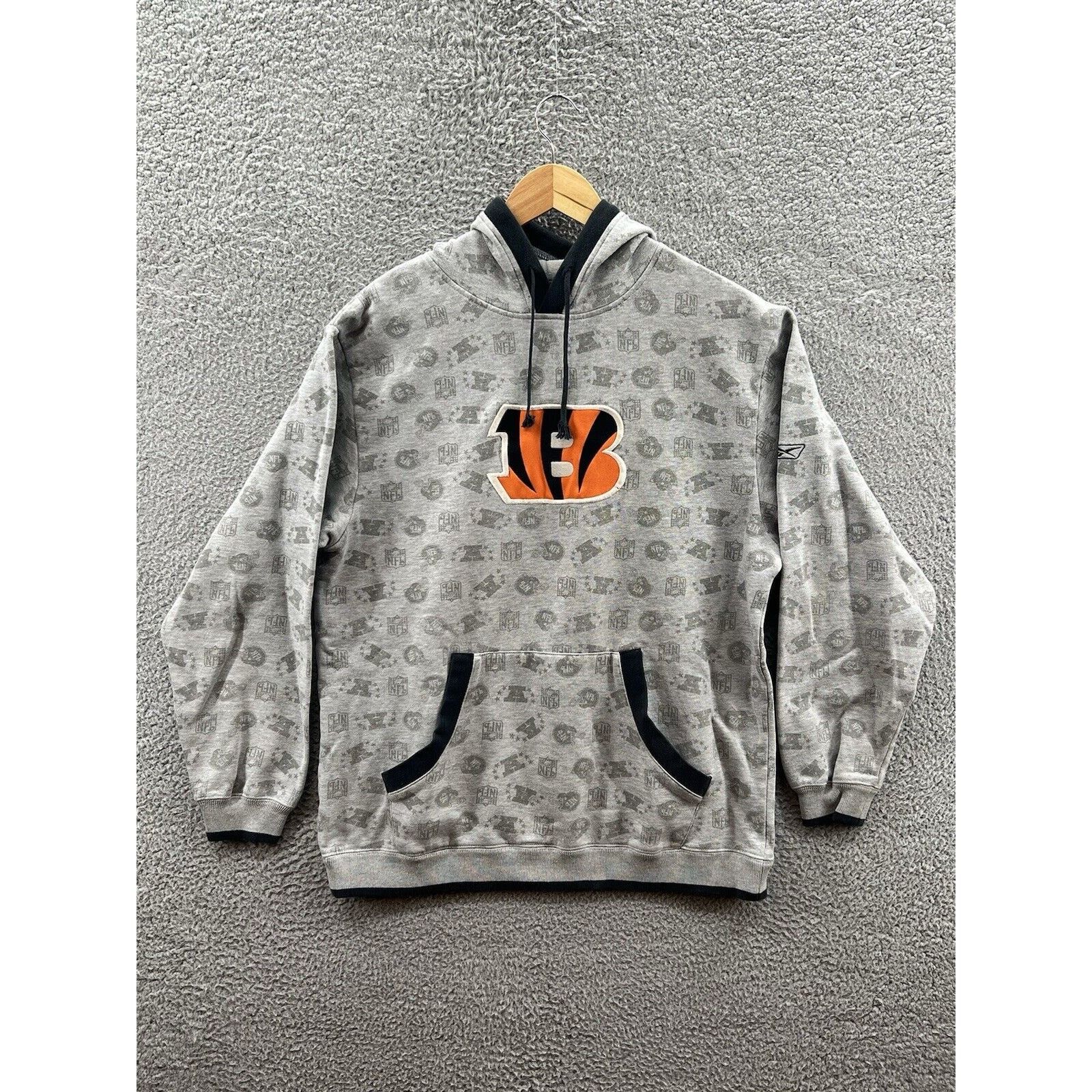 Reebok Reebok Bengals NFL AFC Allover Print Gray Hoodie Size Small Size US S / EU 44-46 / 1 - 1 Thumbnail