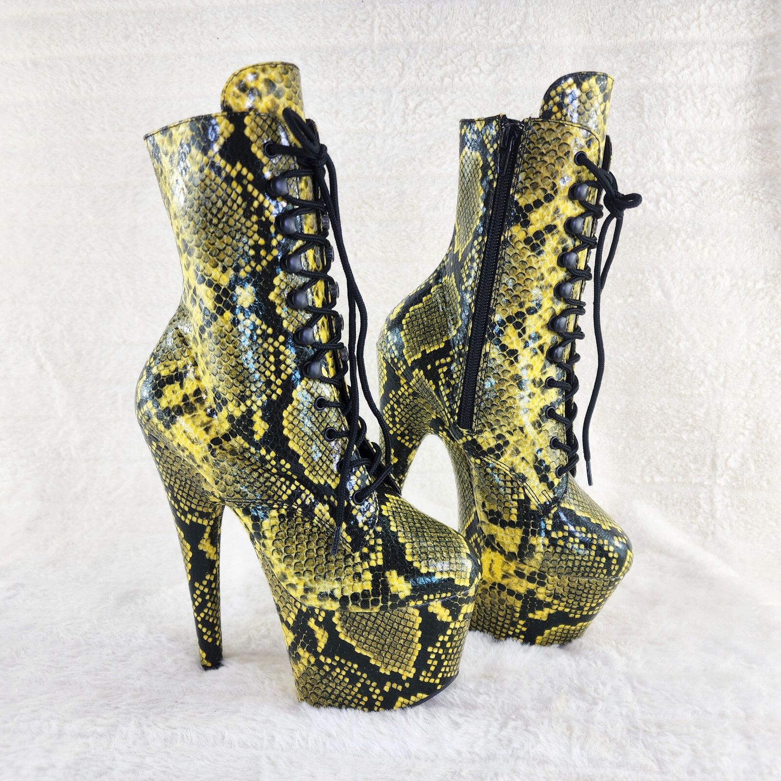 Other Adore 1020SP Yellow Snake Print 7" High Heel Platform Ankle Size US 11 / IT 41 - 1 Thumbnail