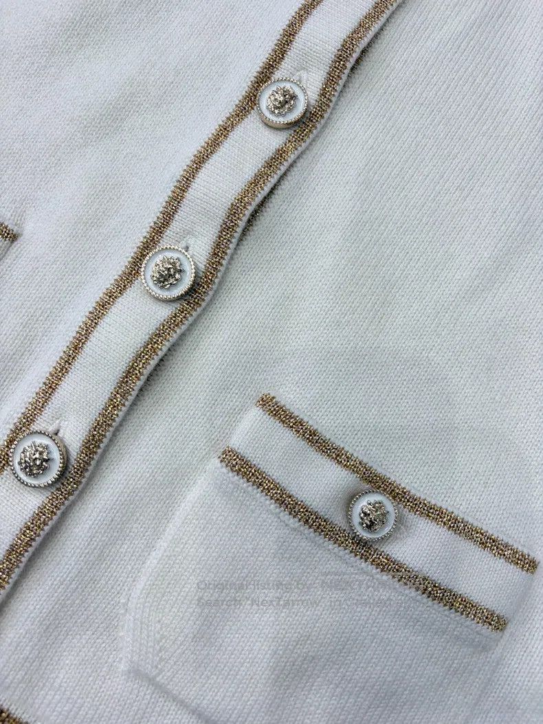 Chanel Chanel White gold-edged double-pocket cardigan coat Size M / US 6-8 / IT 42-44 - 3 Thumbnail