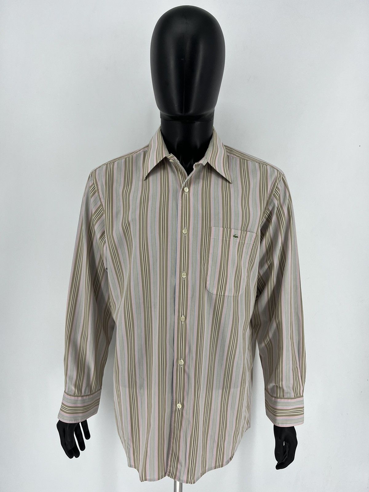 Lacoste × Vintage Lacoste Long Sleeve Button Down Shirt Blue Stiped Collared Size US XL / EU 56 / 4 - 2 Thumbnail