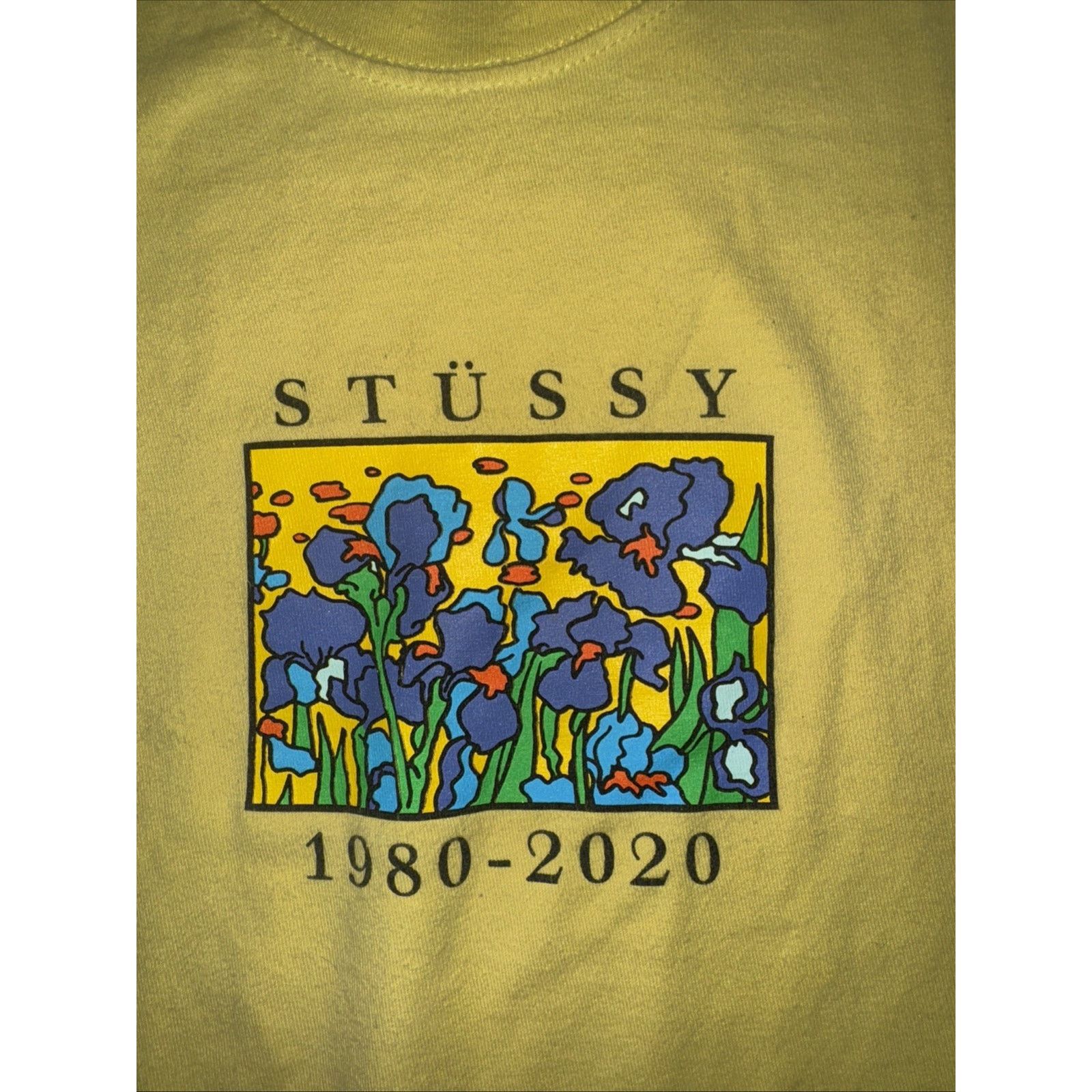 Stussy × Vintage Stussy Anniversary Irises Graphic T-Shirt Yellow L 22x26 Size US L / EU 52-54 / 3 - 2 Thumbnail