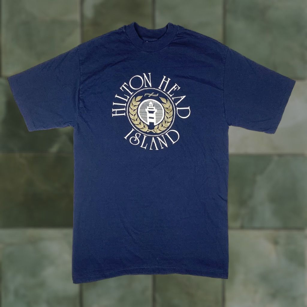 Vintage VINTAGE Hilton Head Island T Shirt Adult Large Blue 90s The Cotton Exchange Mens Regular Crew Neck Short Sleeve Size US L / EU 52-54 / 3 - 1 Thumbnail