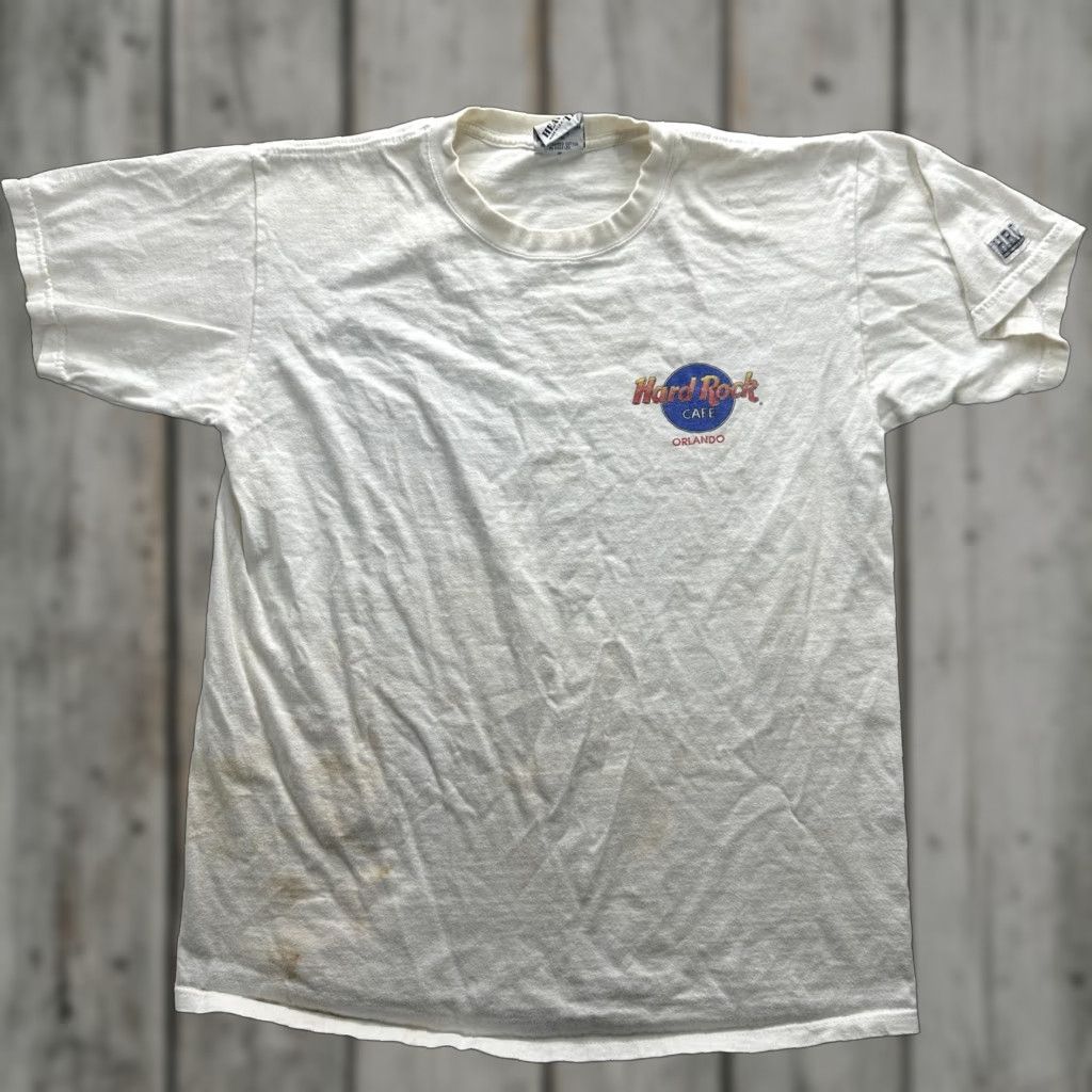 Hard Rock Cafe VINTAGE Hard Rock Cafe Orlando Shirt Mens Medium White Guitar Save Planet 90s Size US L / EU 52-54 / 3 - 1 Thumbnail