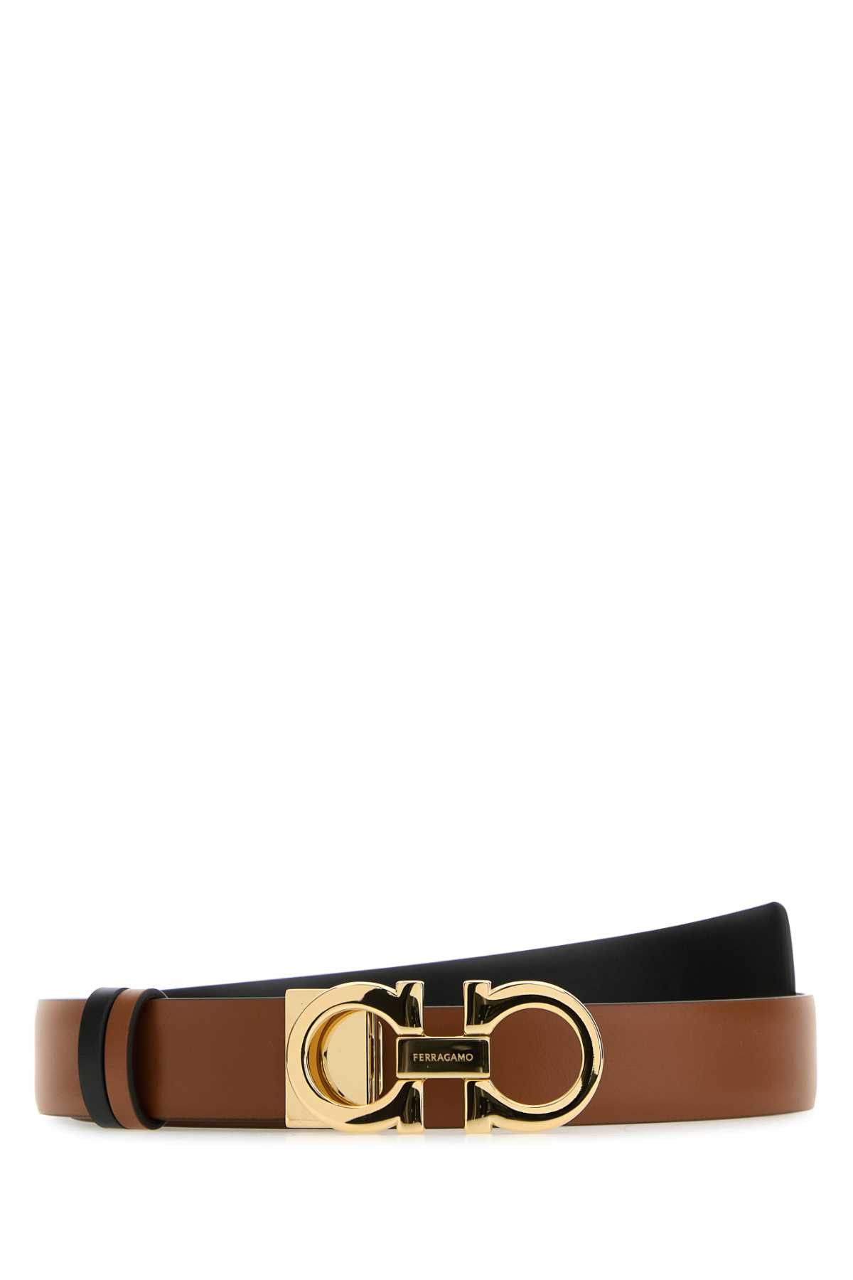 Salvatore Ferragamo Light Brown Leather Reversible Belt Size ONE SIZE - 1 Thumbnail
