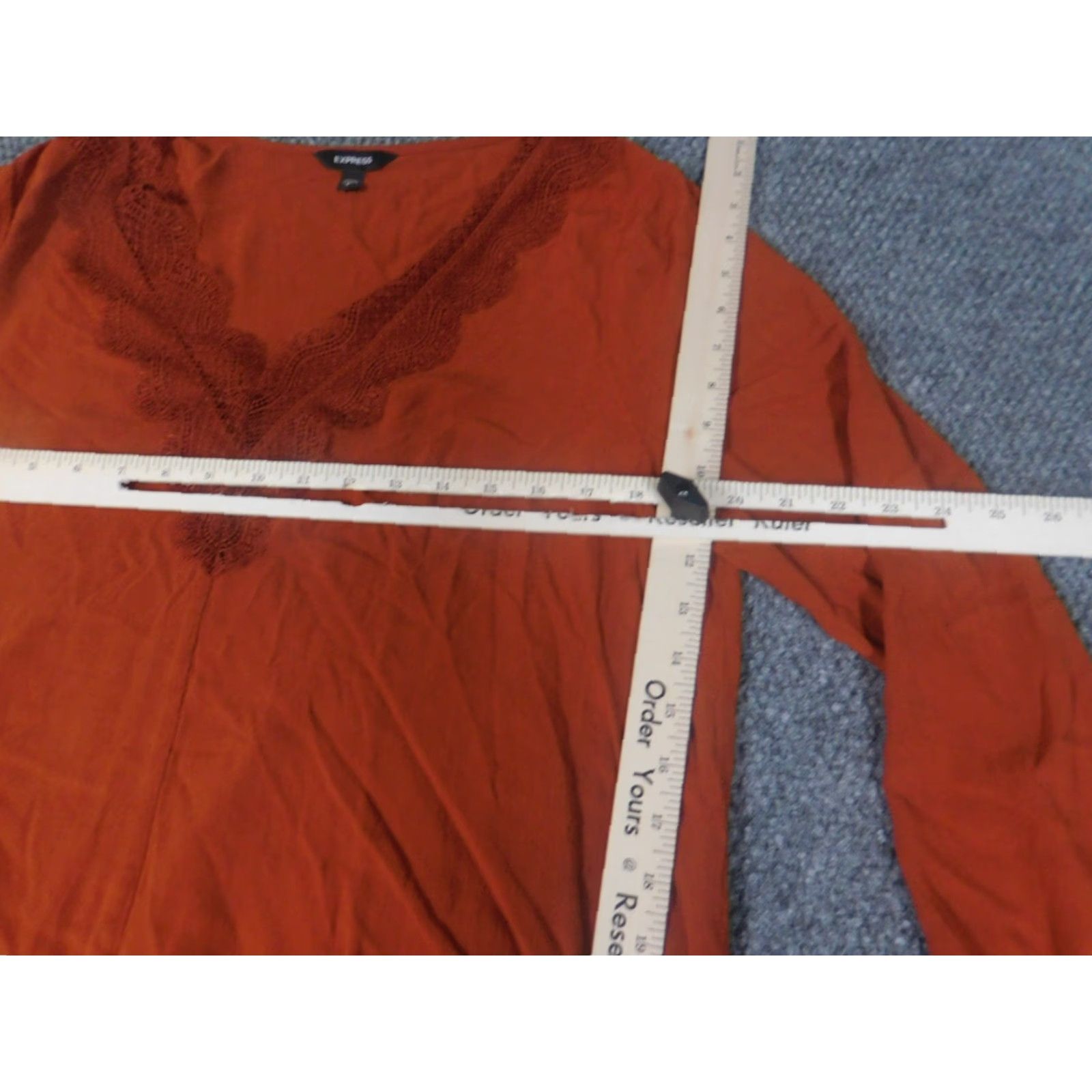 Express Express Blouse Womens Large Orange V-Neck Pullover Top Casual Polyester Classic Size L / US 10 / IT 46 - 6 Thumbnail