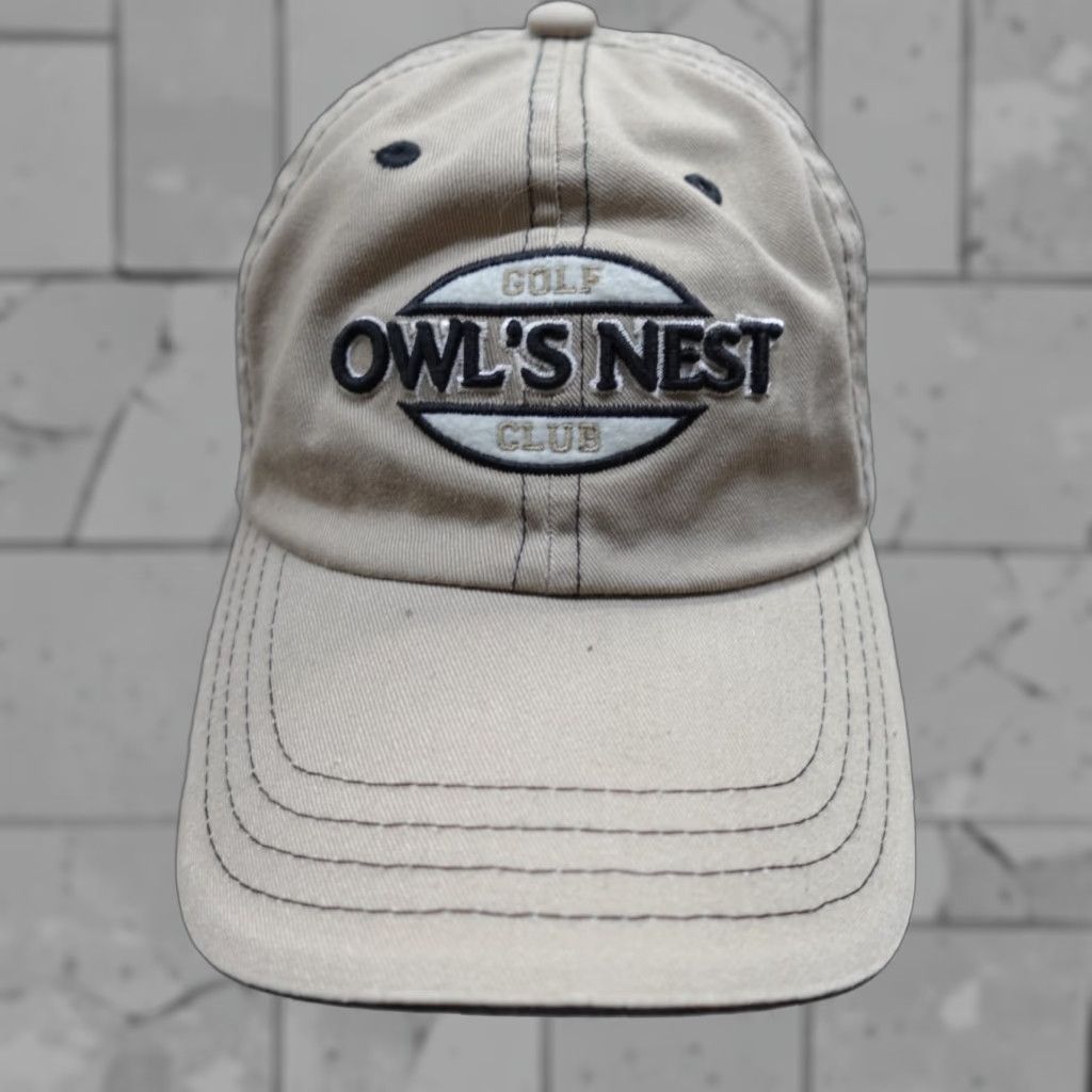 Vintage Owl's Nest Golf Club Hat Strapback Beige Embroidered Campton Baseball Cap Men Adjustable Beige Embroidered Cap Mens Size ONE SIZE - 1 Thumbnail