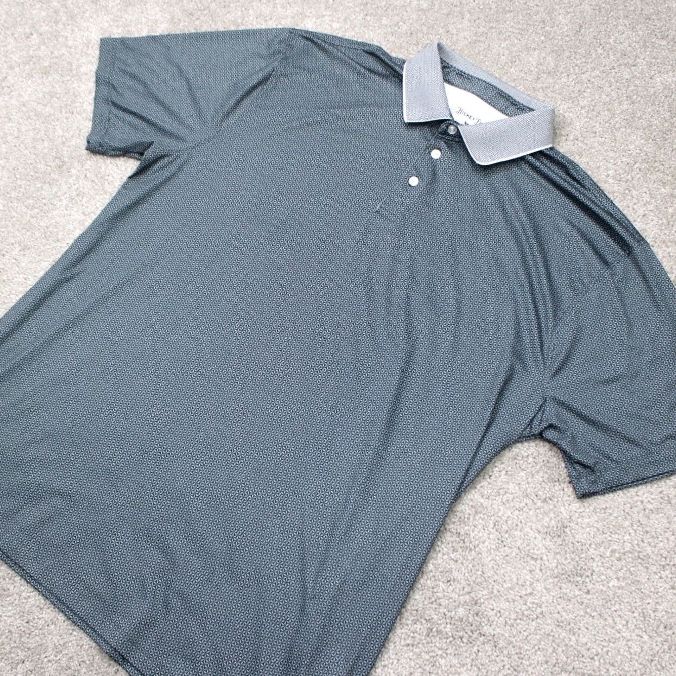 Vintage Hickey Freeman Polo Shirt Mens 2XL Gray Geometric Golf Poly Stretch S/S Polo Shirt Regular Fit Mens Casual Shirt Size US XXL / EU 58 / 5 - 4 Thumbnail