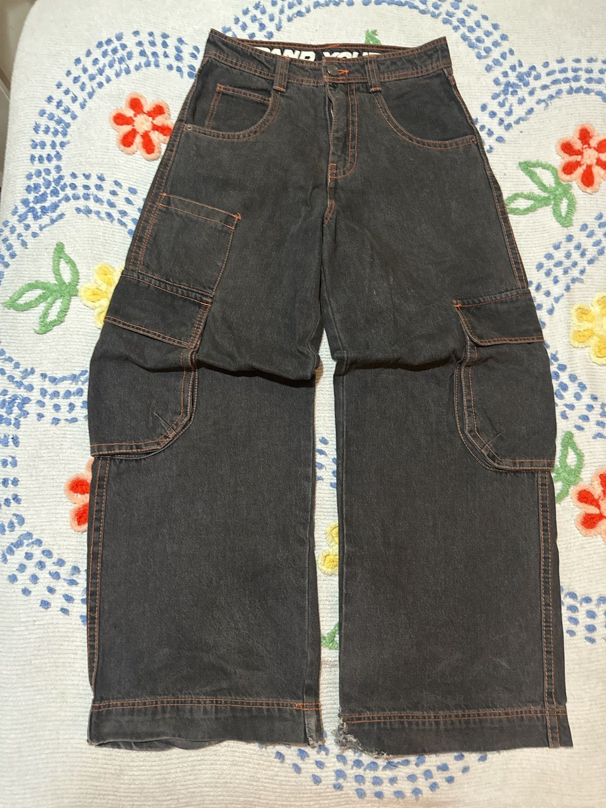 A.LAB A. LAB Black and Orange Baggy Cargo Pant Size US 30 / EU 46 - 1 Thumbnail