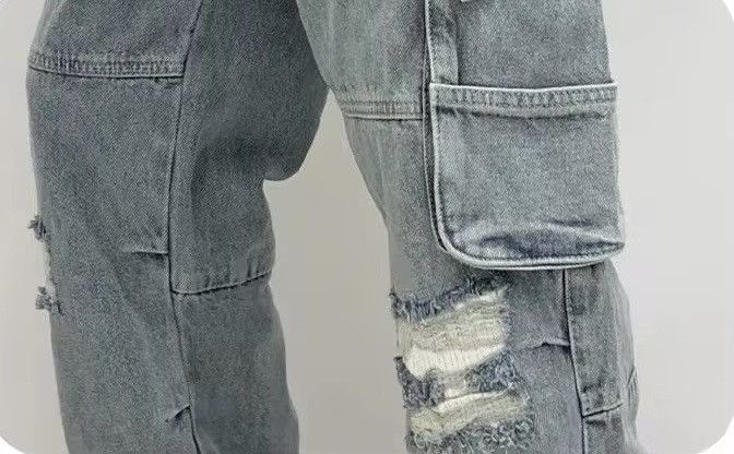 Japanese Brand × Vintage Men Washed Blue Fit Ripped Multi Pockets Jean Size US 33 - 5 Thumbnail