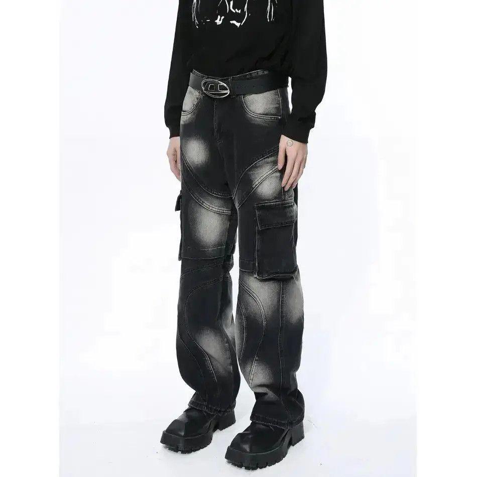 Japanese Brand Retro loose straight tie dye jeans Size US 32 / EU 48 - 2 Thumbnail