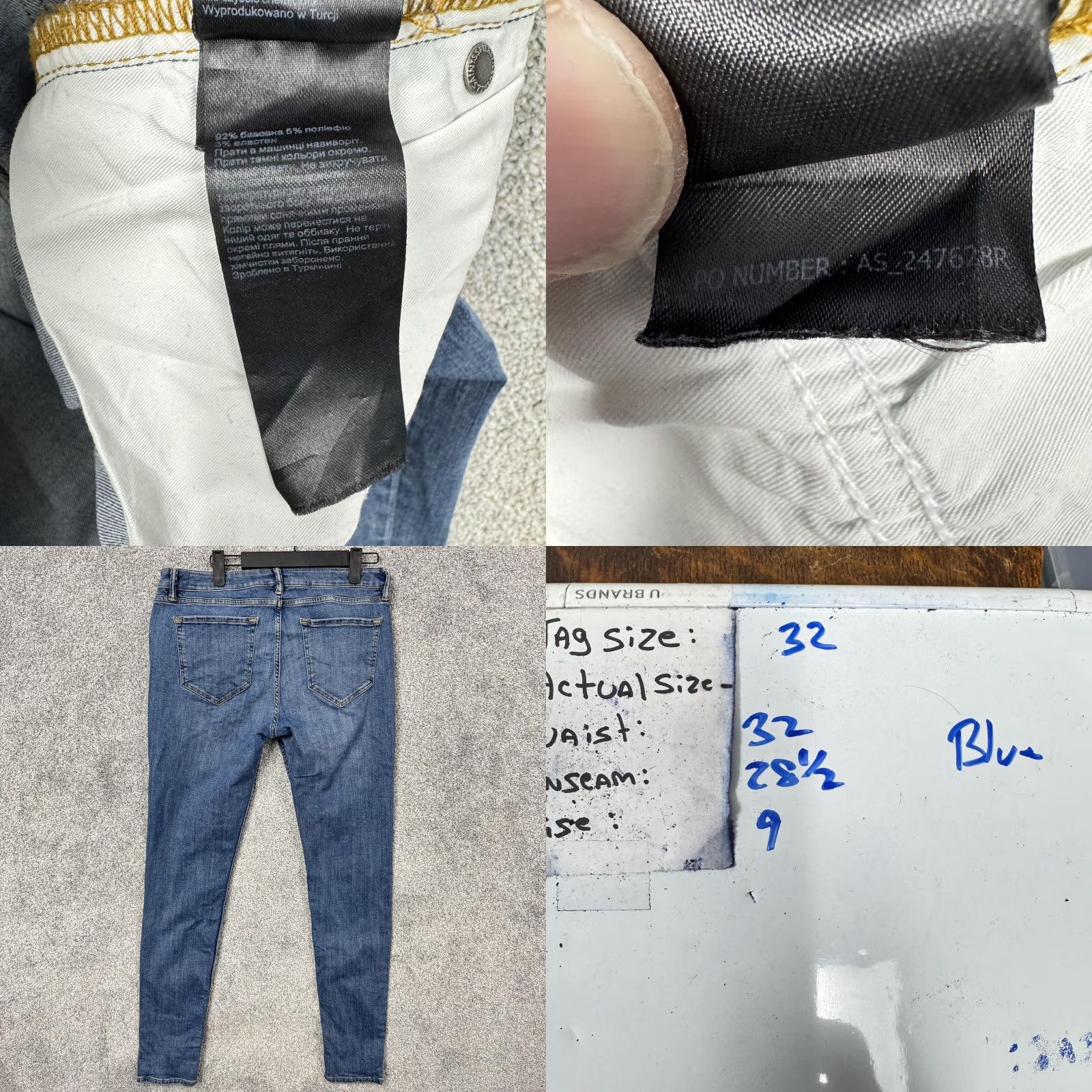 Allsaints AllSaints Mast Jeans Mens 32x28.5 Blue Skinny Low Rise Stretch Denim Casual Size US 32 / EU 48 - 10 Thumbnail